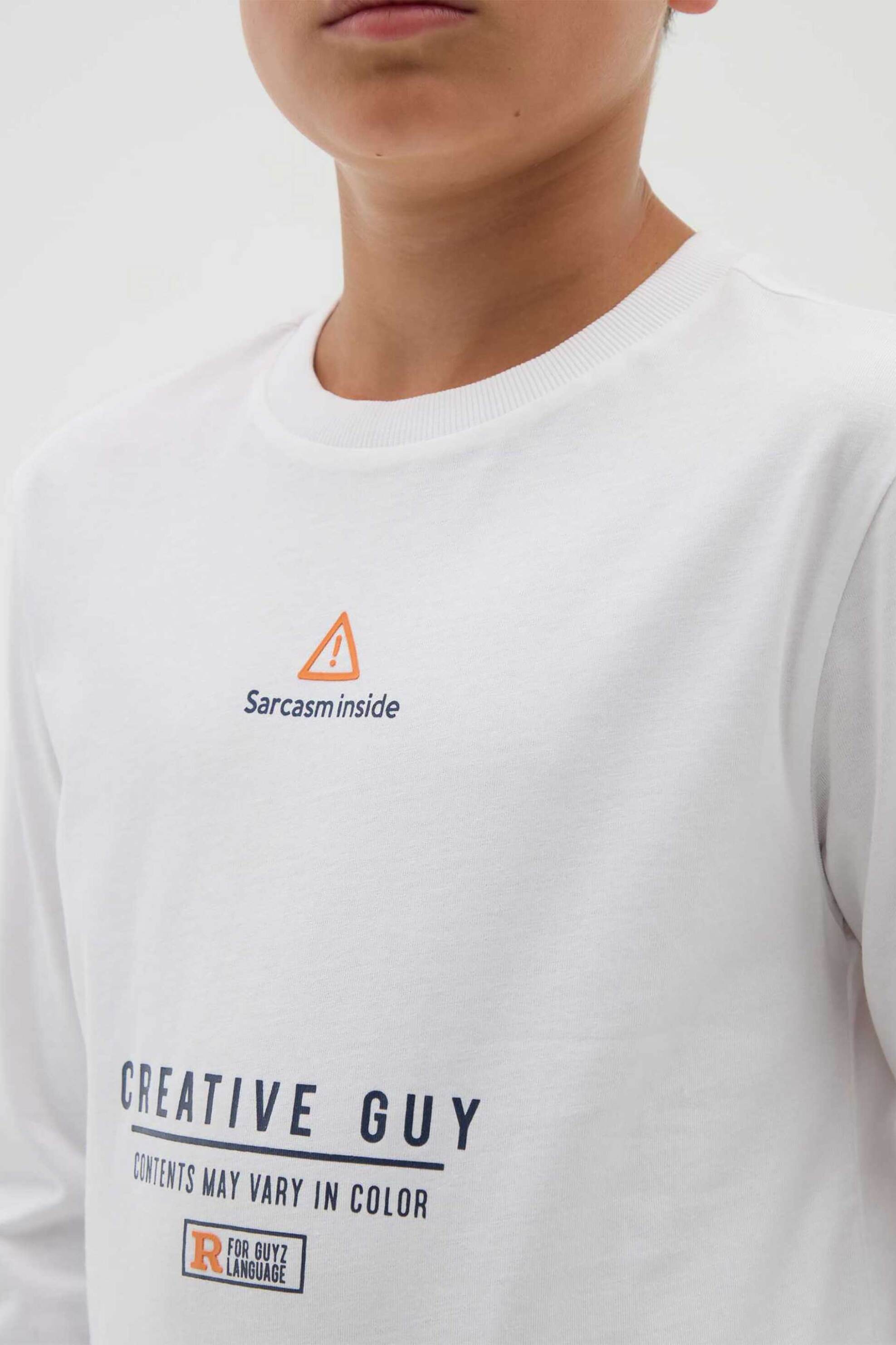 OVS παιδική μπλούζα με lettering print - 002445821 Λευκό φωτογραφία