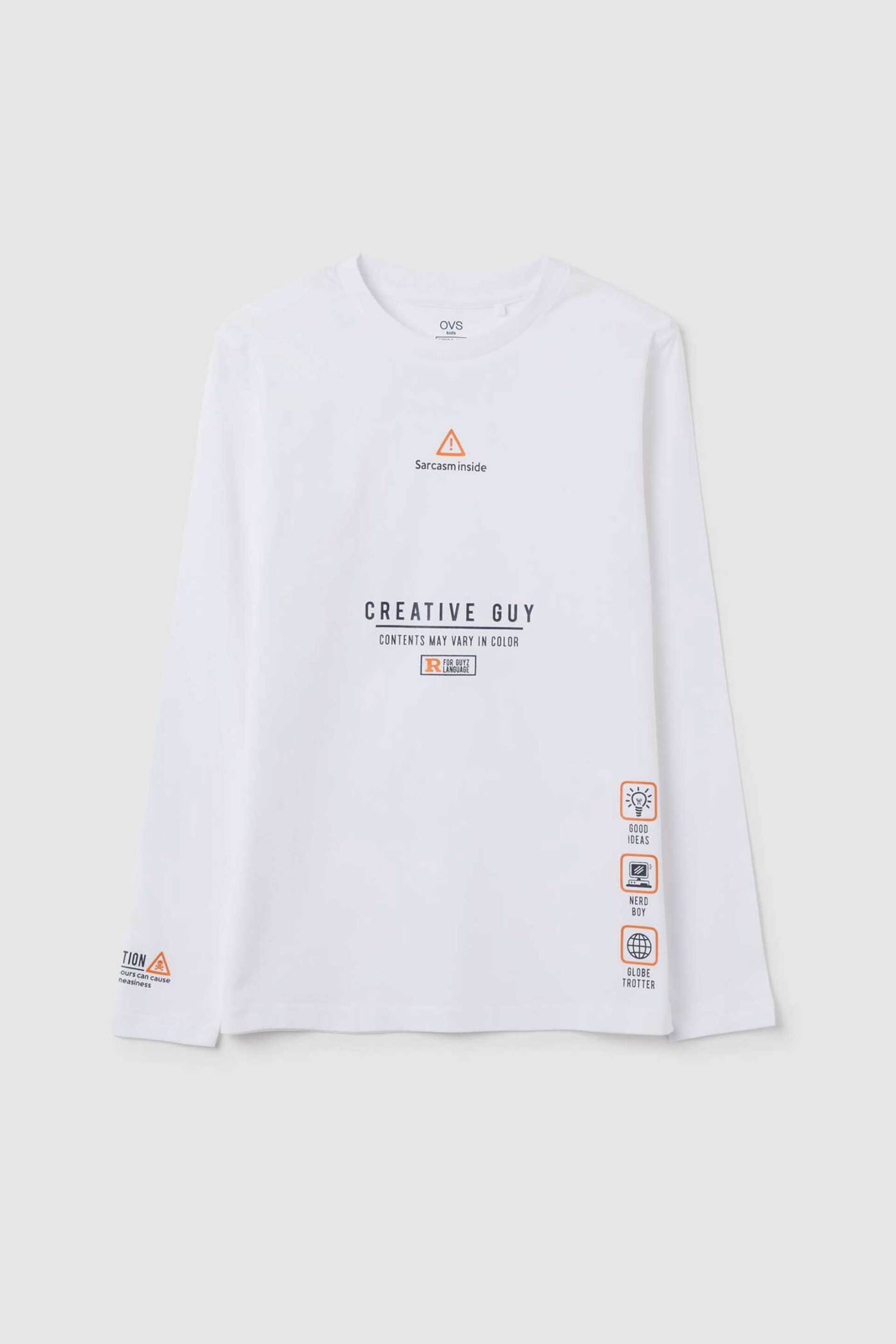 OVS παιδική μπλούζα με lettering print - 002445821 Λευκό φωτογραφία