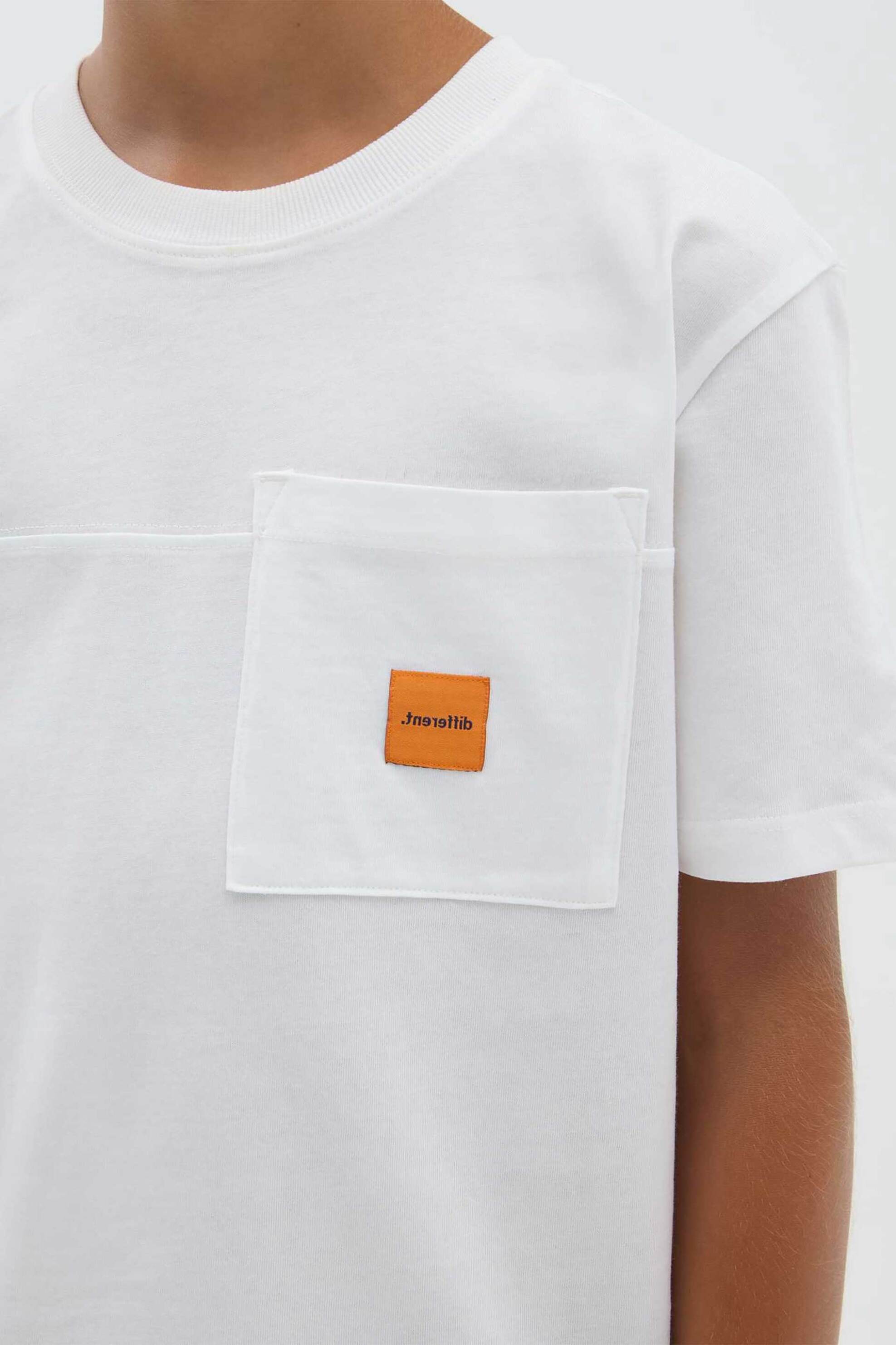 OVS παιδικό T-shirt με τσέπη στο στήθος - 002445831 Λευκό φωτογραφία