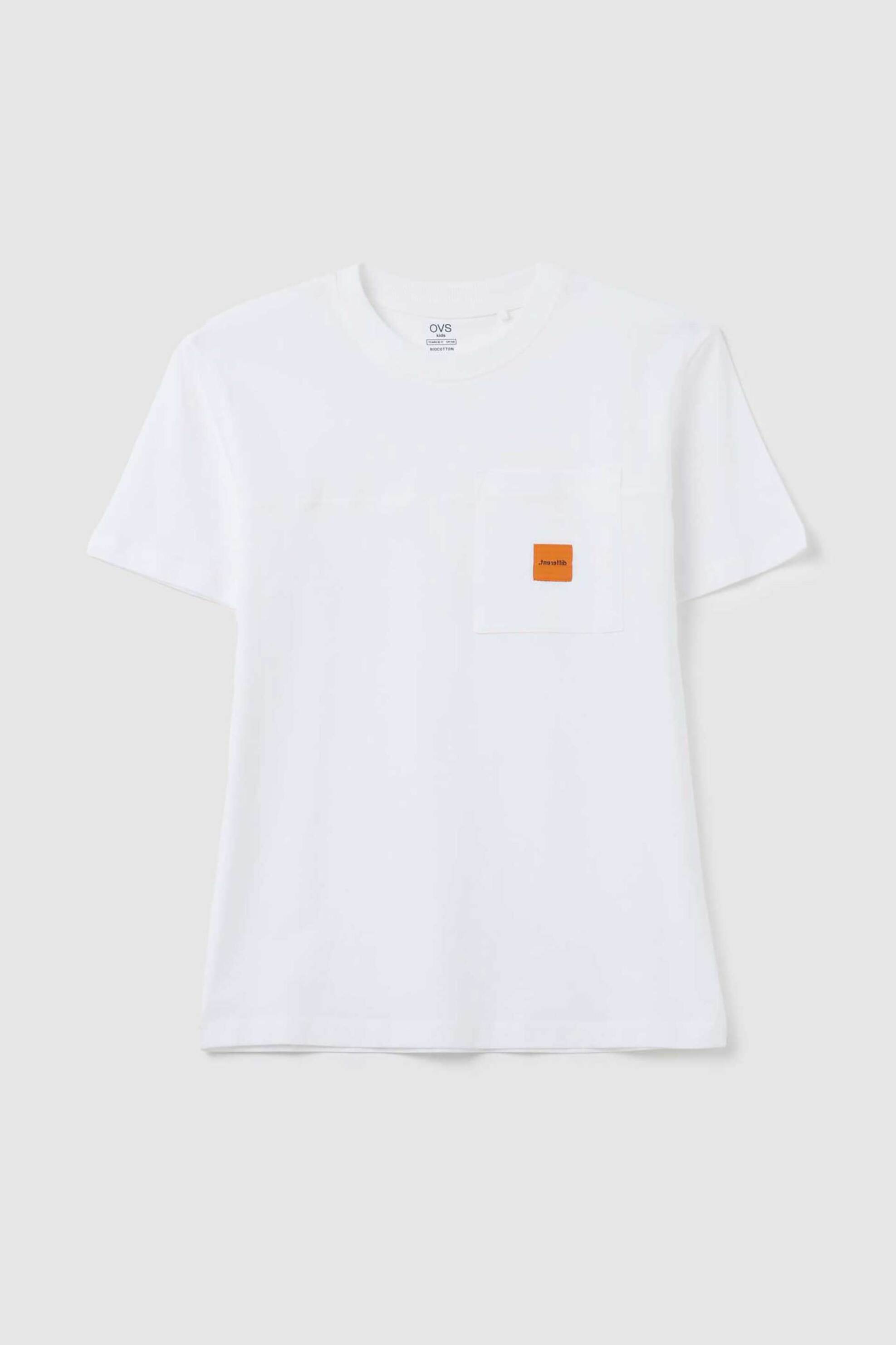 OVS παιδικό T-shirt με τσέπη στο στήθος - 002445831 Λευκό φωτογραφία