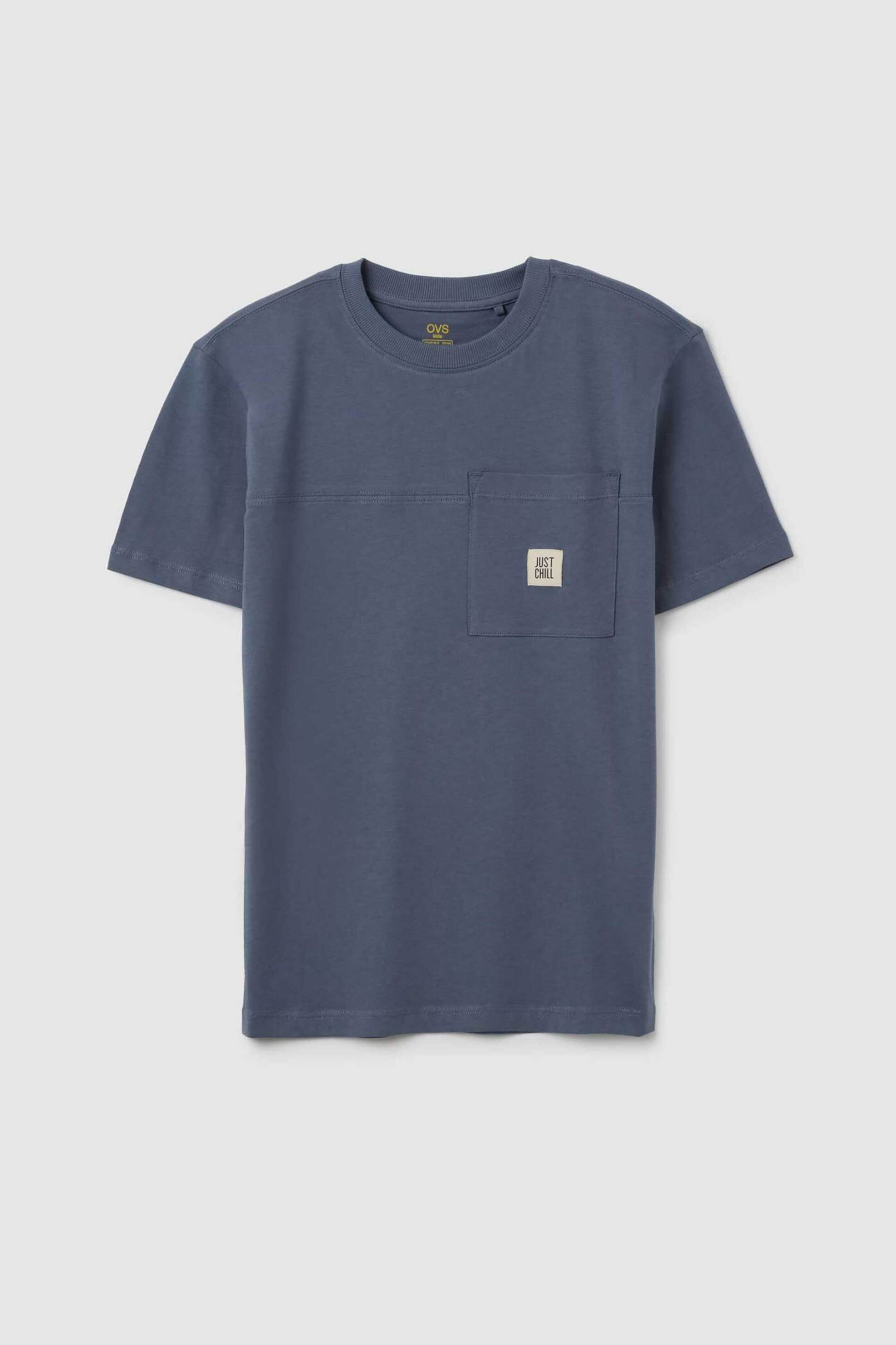 OVS παιδικό T-shirt με τσέπη στο στήθος - 002445836 Γκρι Σκούρο φωτογραφία