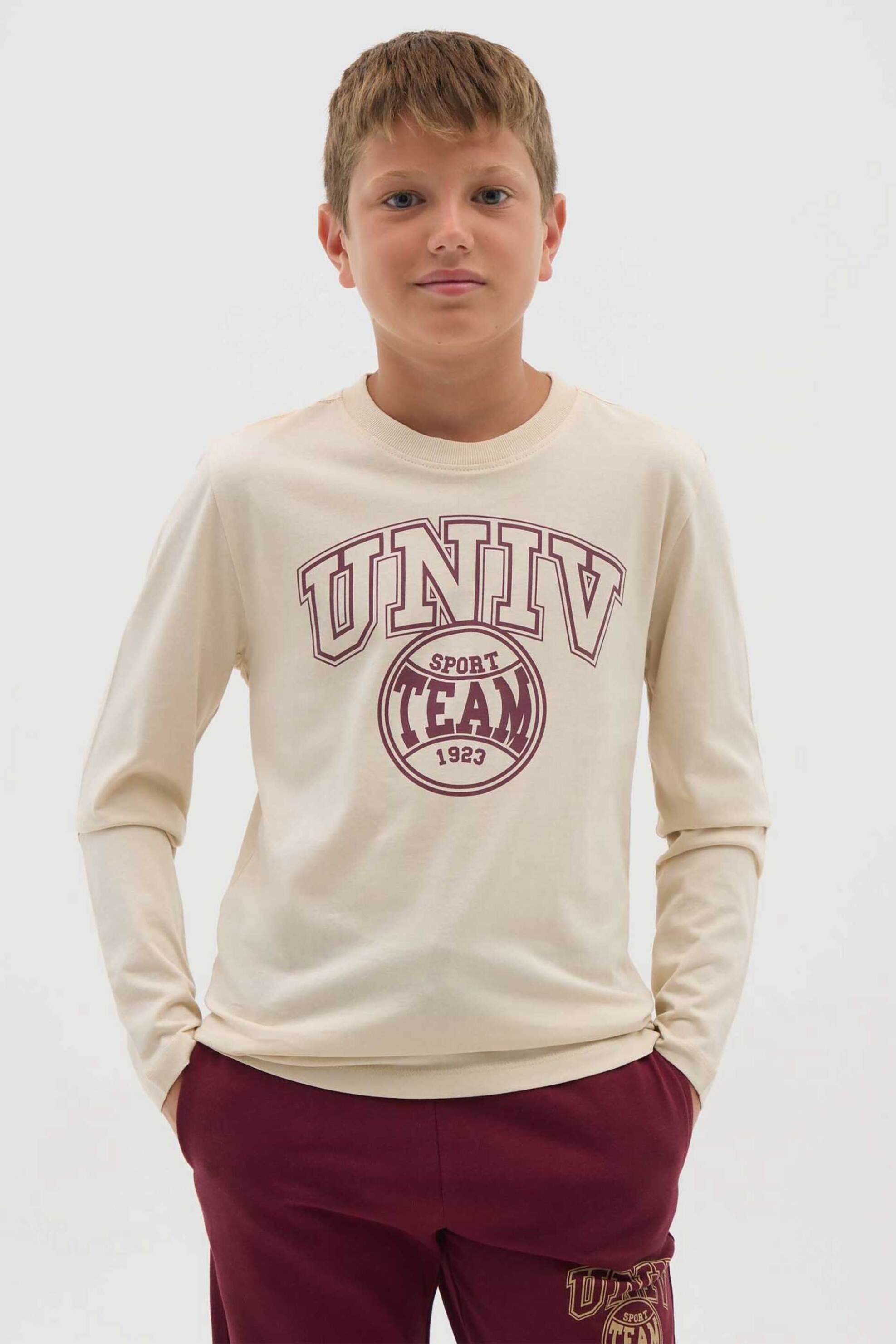 OVS παιδική μπλούζα με lettering print - 002445926 Κρέμ