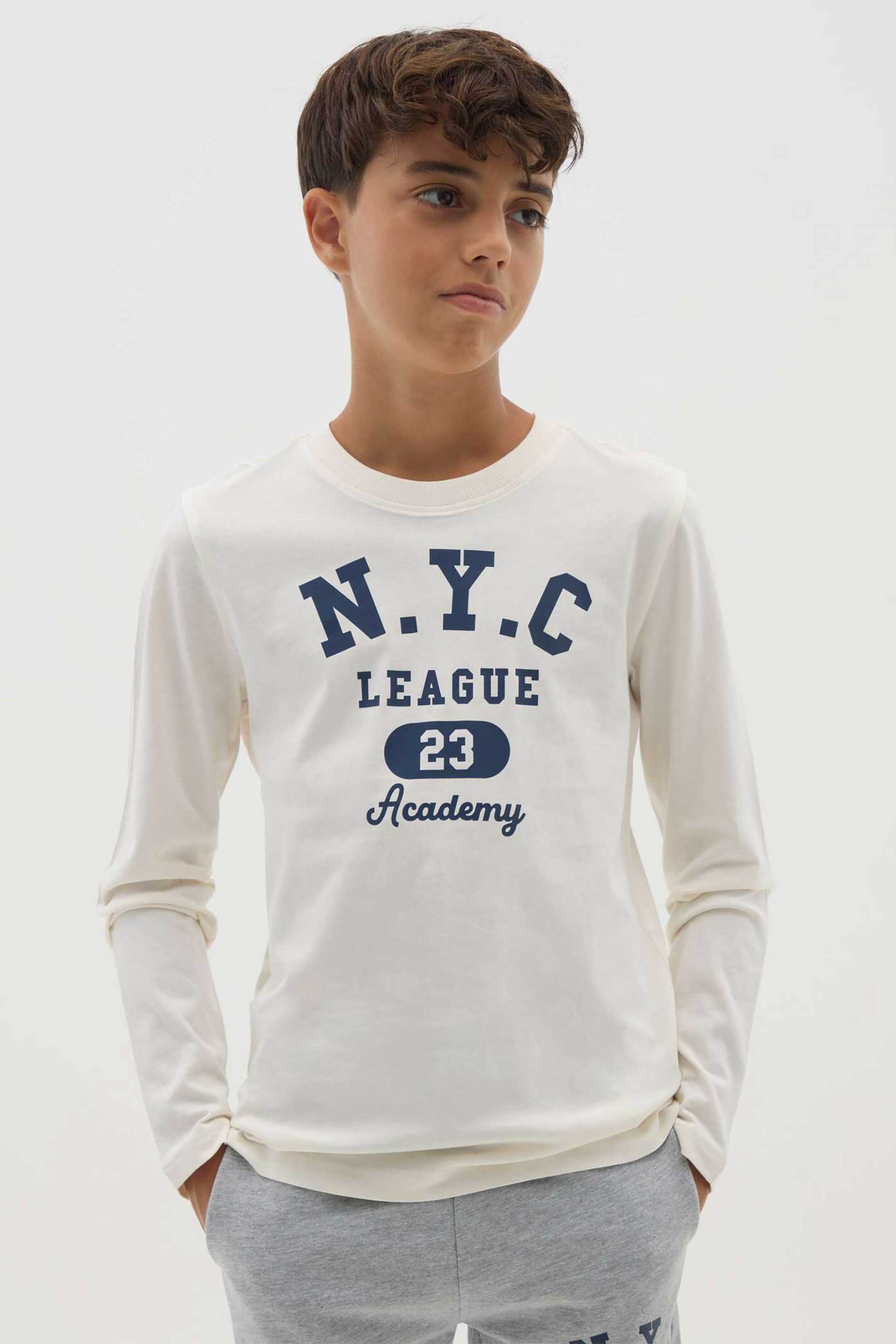 OVS παιδική μπλούζα με lettering print - 002445931 Λευκό