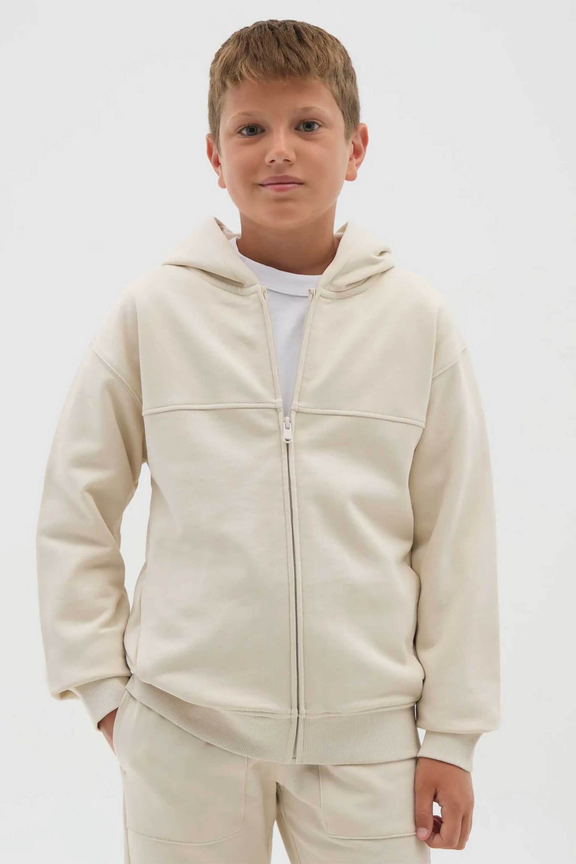 OVS παιδική ζακέτα φούτερ με κουκούλα Regular Fit - 002419876 Κρέμ