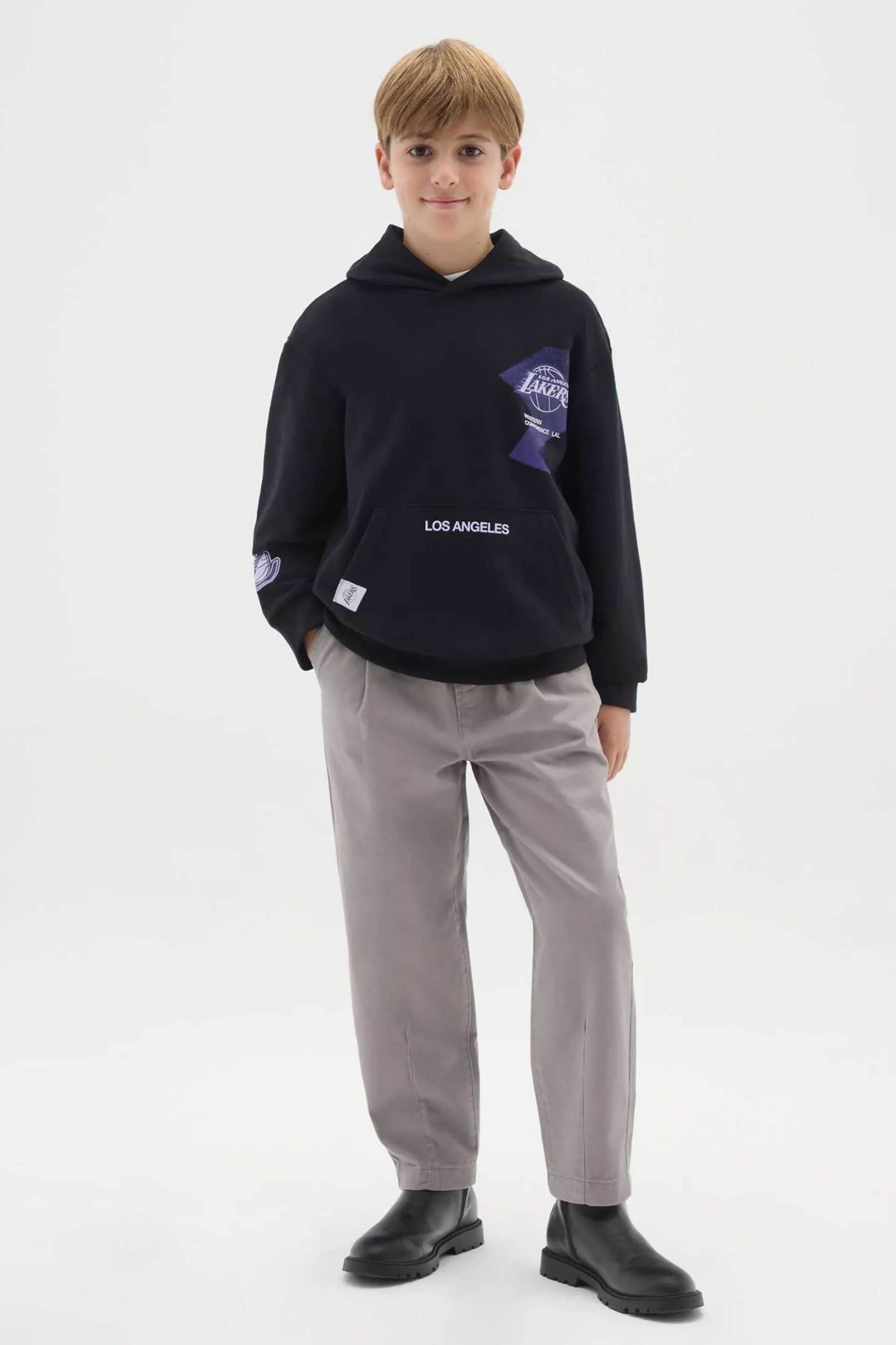 OVS παιδικό υφασμάτινο παντελόνι με ελαστική μέση Regular Fit - 002445332 Γκρι