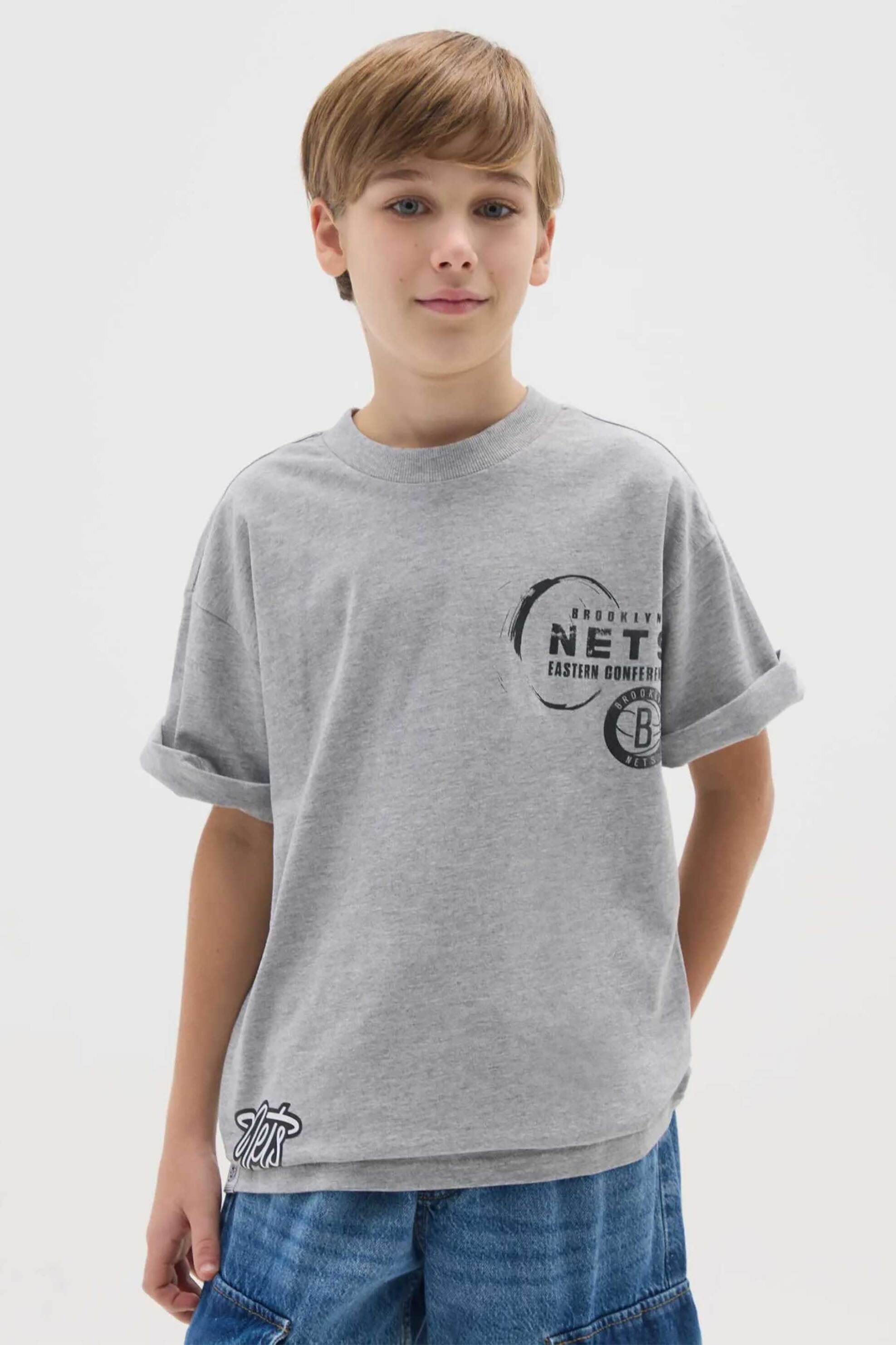 OVS παιδικό T-shirt με lettering print - 002446574 Γκρι