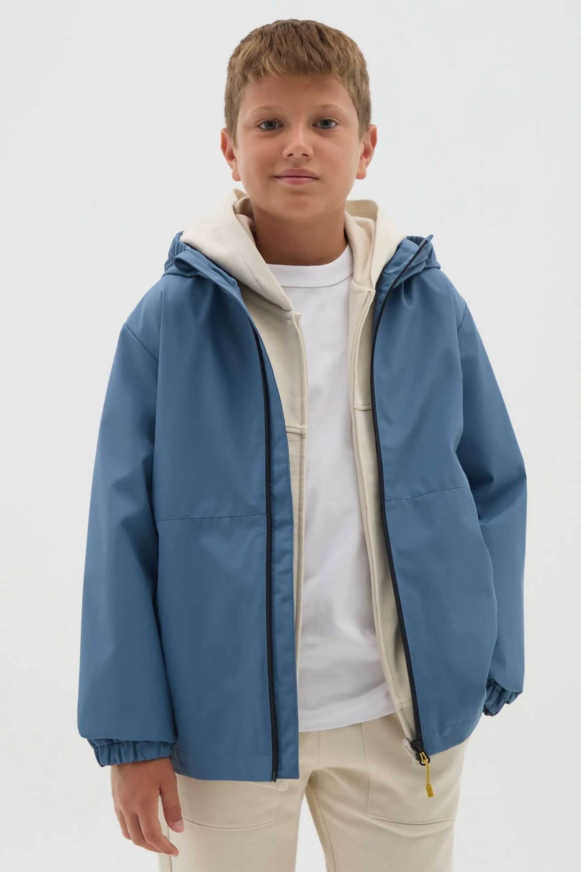 OVS παιδικό μπουφάν μονόχρωμο με κουκούλα Regular Fit - 002394126 Μπλε
