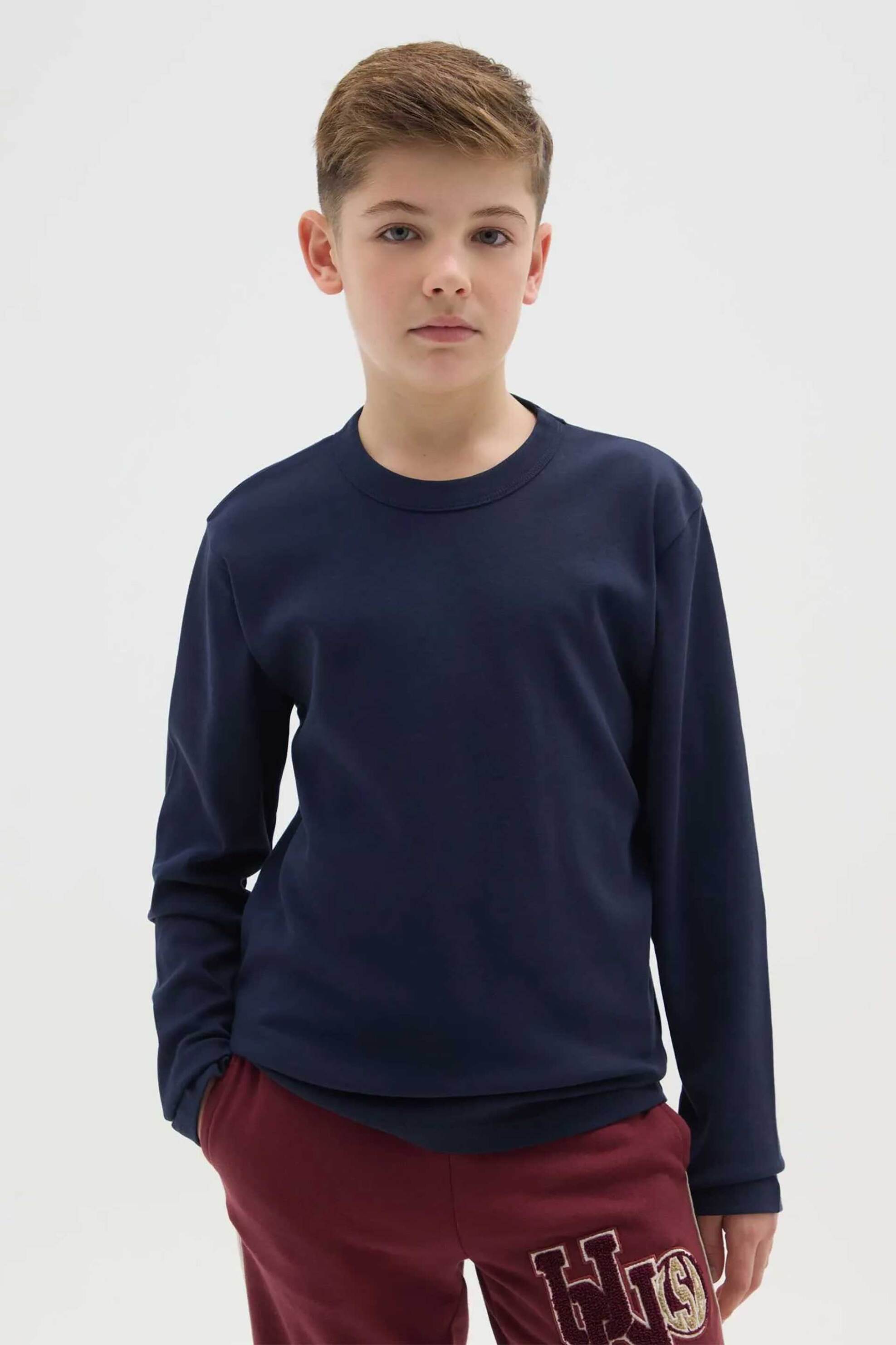 OVS παιδική πλεκτή μπλούζα μονόχρωμη Regular Fit - 002475938 Μπλε Σκούρο