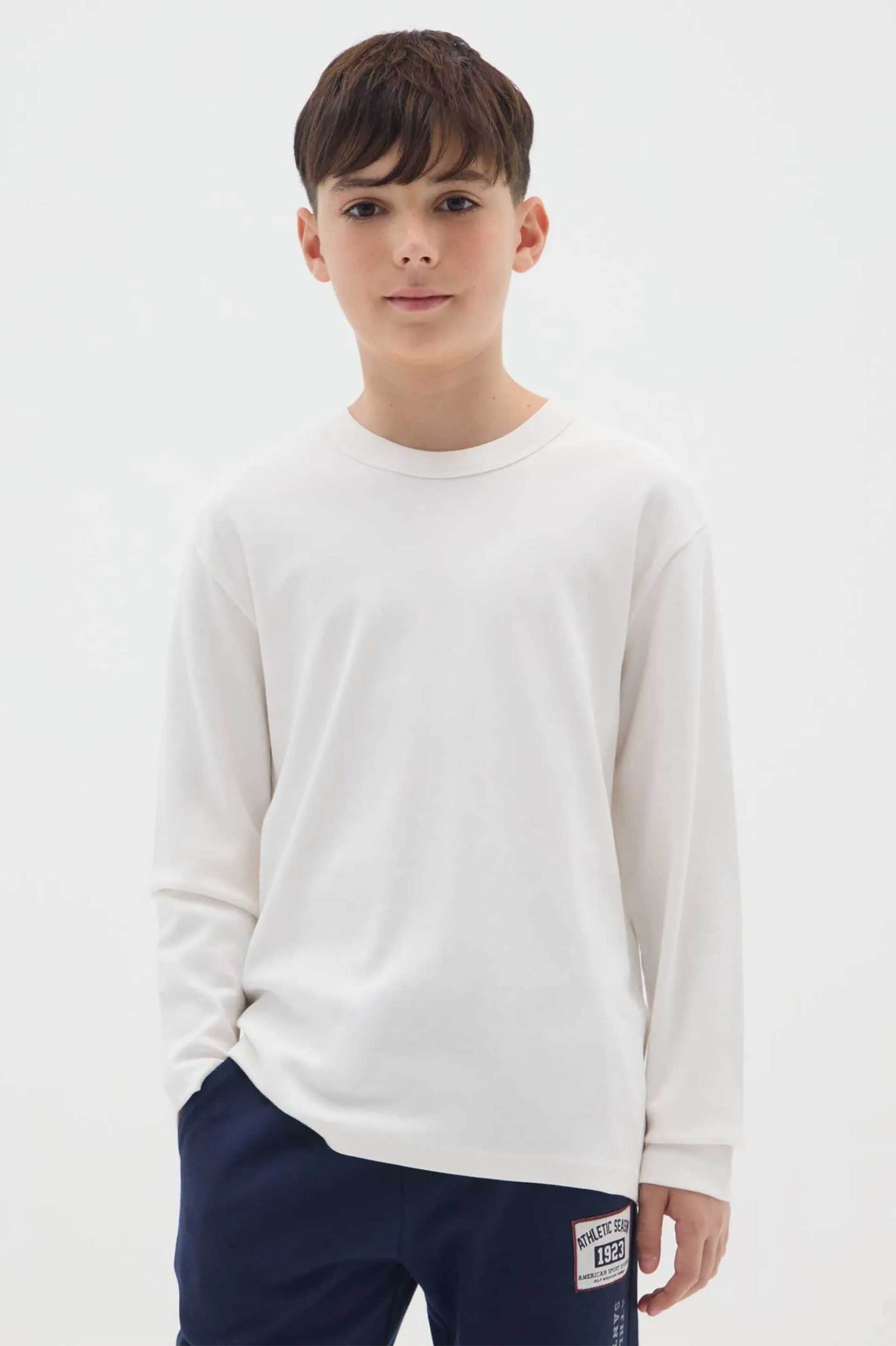 OVS παιδική πλεκτή μπλούζα μονόχρωμη Regular Fit - 002475943 Λευκό