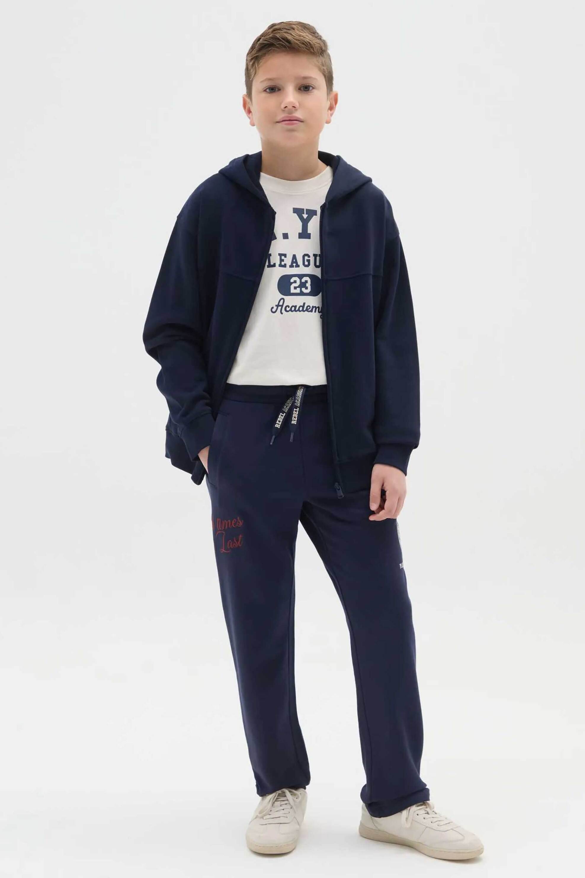 OVS παιδικό παντελόνι φόρμας με lettering print Regular Fit - 002445961 Μπλε Σκούρο