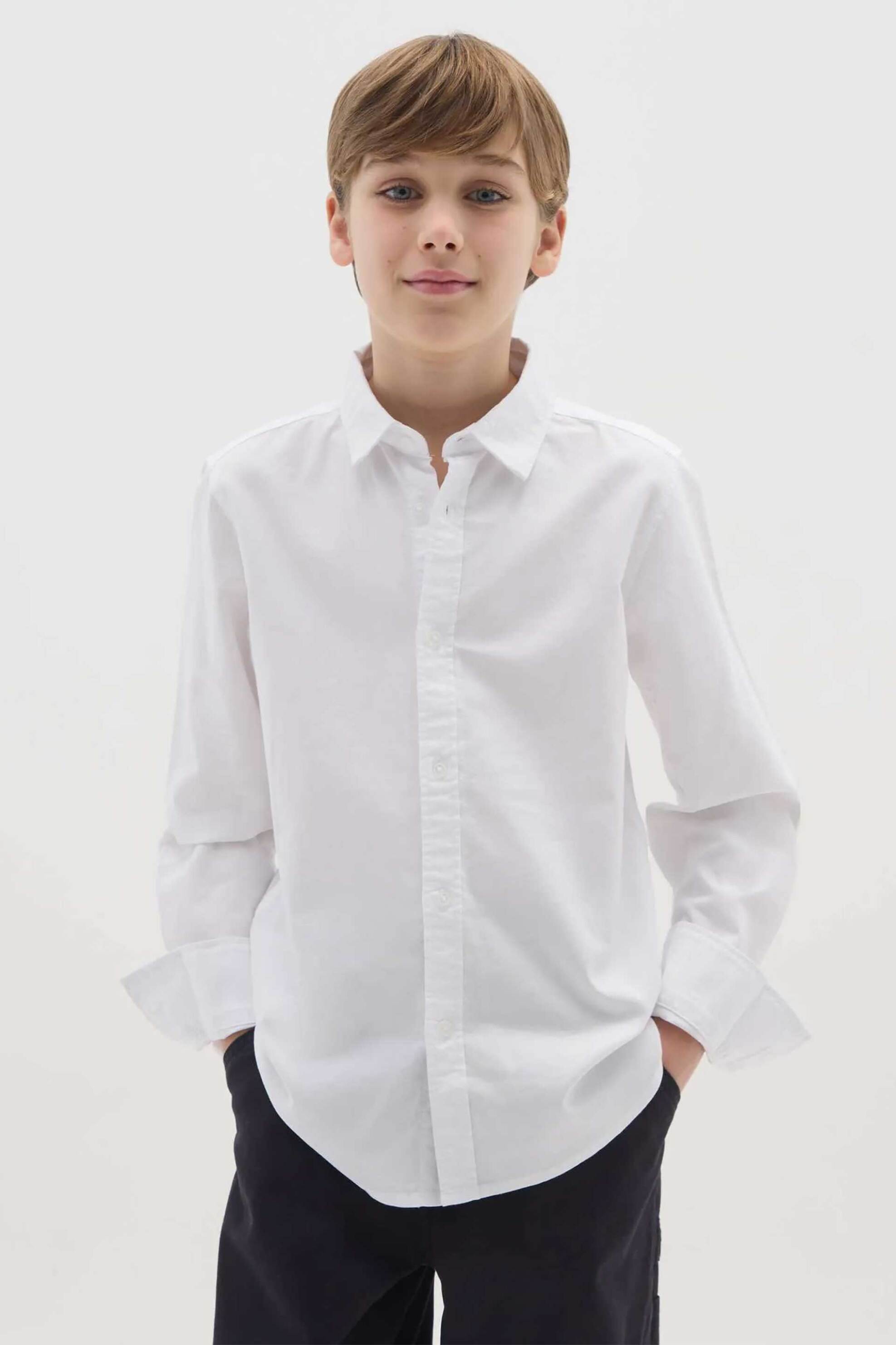 OVS παιδικό πουκάμισο μονόχρωμο Regular Fit - 002449137 Λευκό