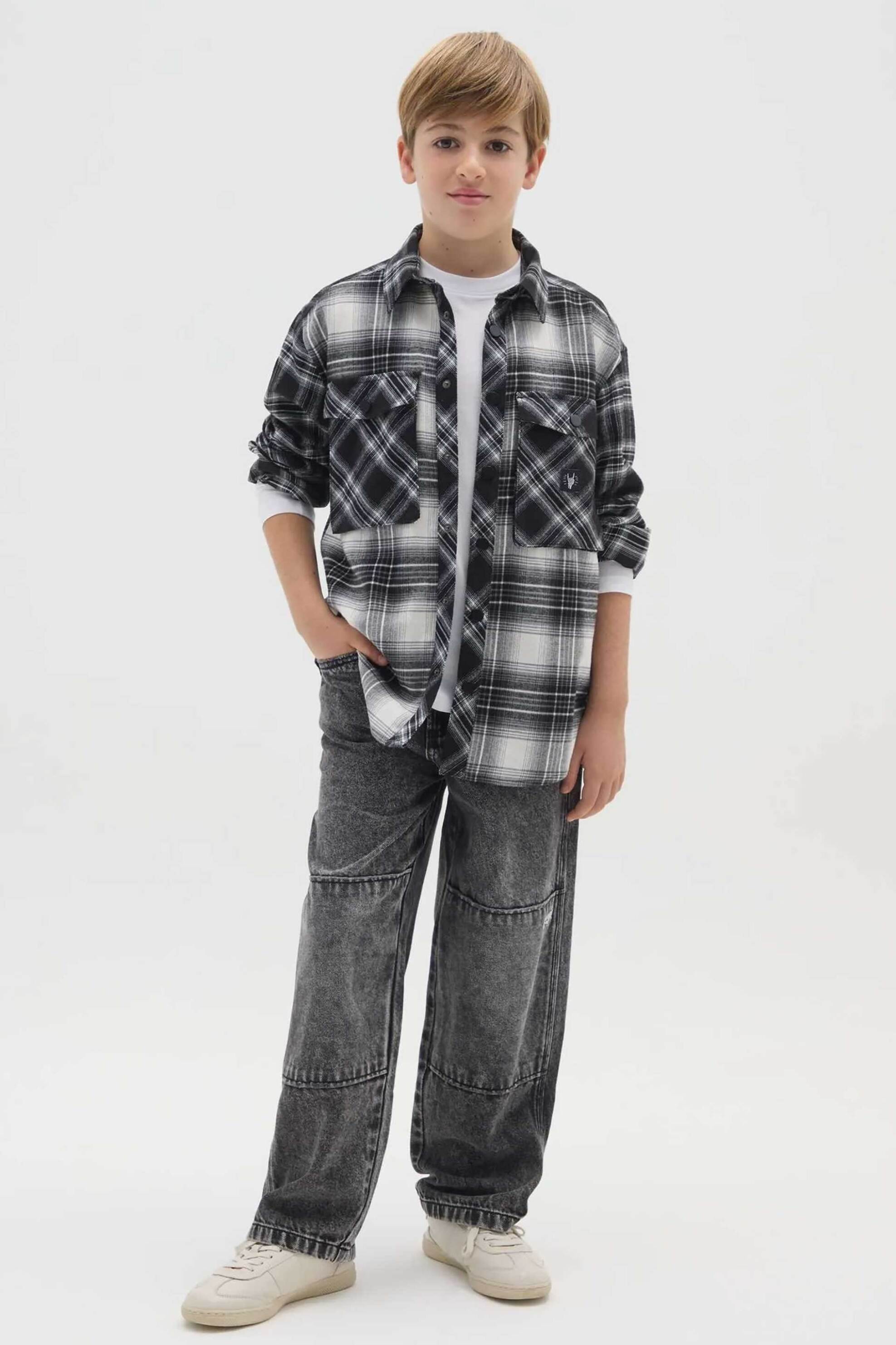 OVS παιδικό τζιν παντελόνι πεντάτσεπο Relaxed Fit - 002463826 Ανθρακί