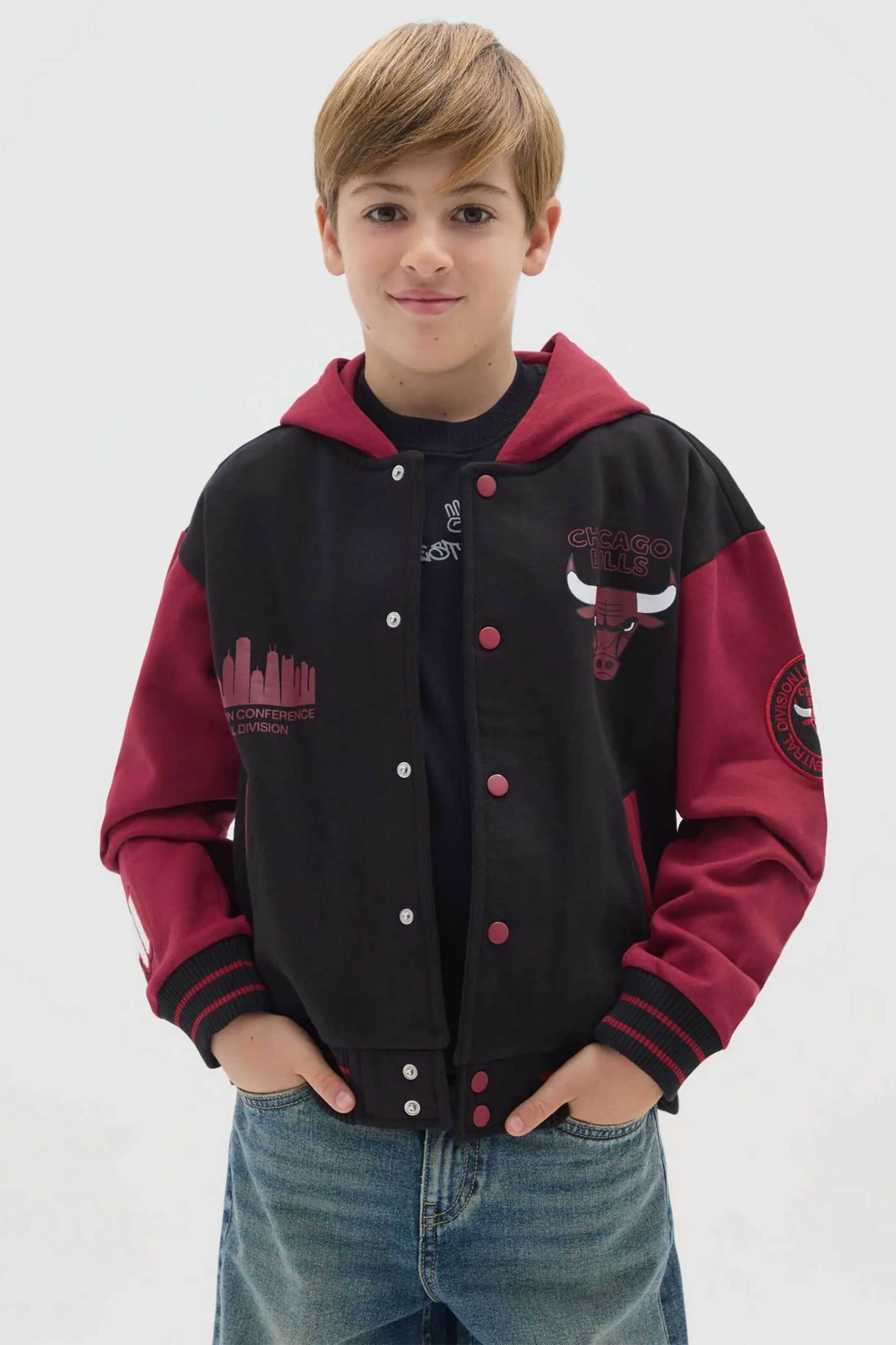 OVS παιδική ζακέτα με κουκούλα και prints Regular Fit - 002446589 Μαύρο