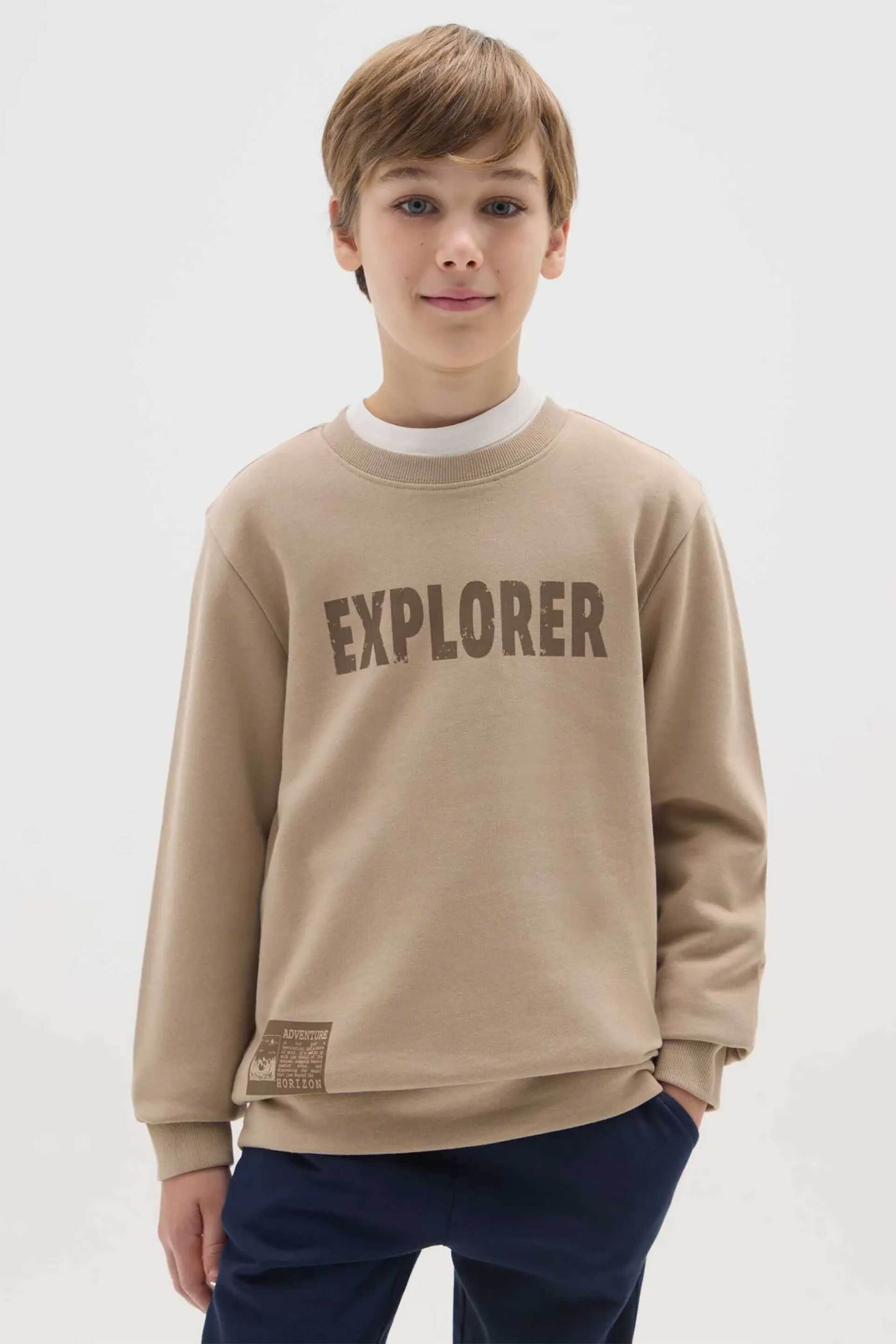 OVS παιδική μπλούζα φούτερ με print Regular Fit - 002475973 Μπεζ