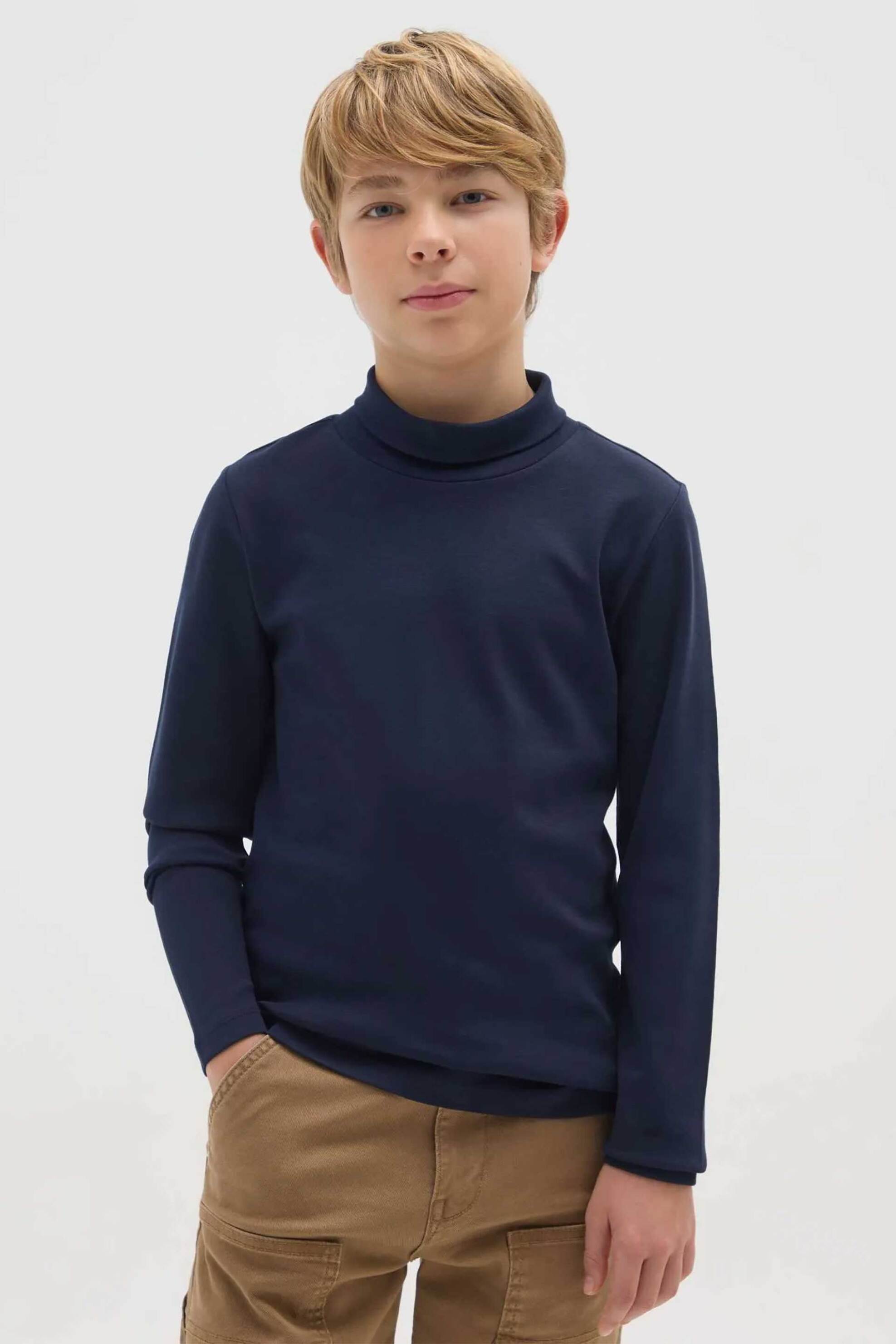 OVS παιδική πλεκτή μπλούζα μονόχρωμη Regular Fit - 002475858 Μπλε Σκούρο