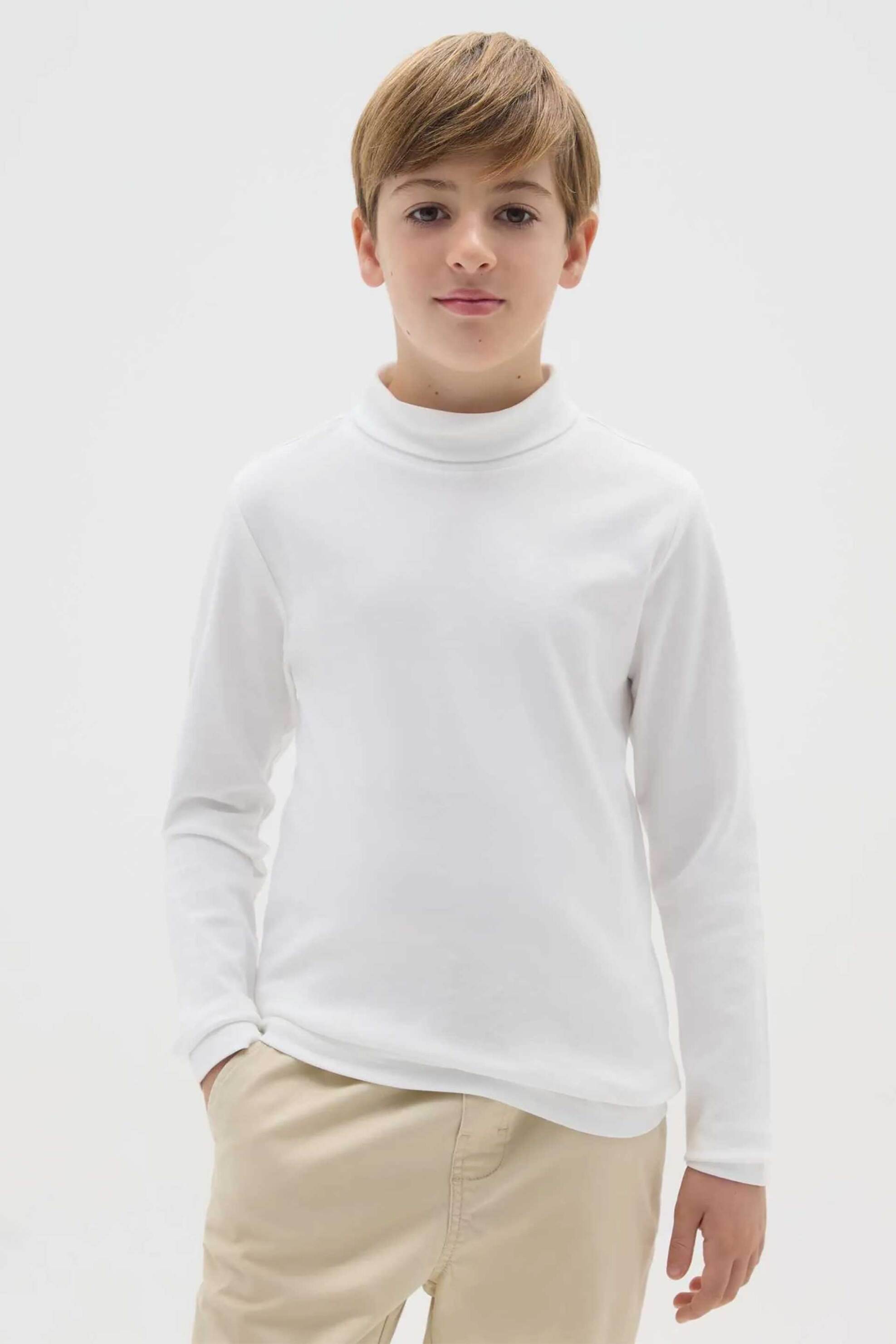 OVS παιδική πλεκτή μπλούζα μονόχρωμη Regular Fit - 002475863 Λευκό