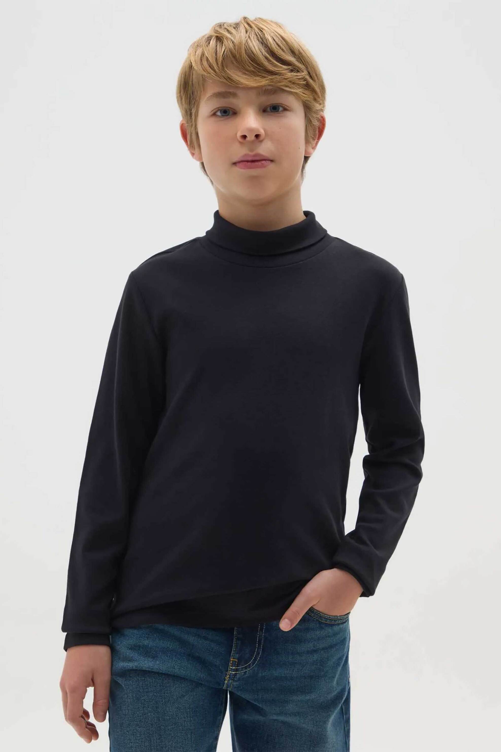 OVS παιδική πλεκτή μπλούζα μονόχρωμη Regular Fit - 002475868 Μαύρο