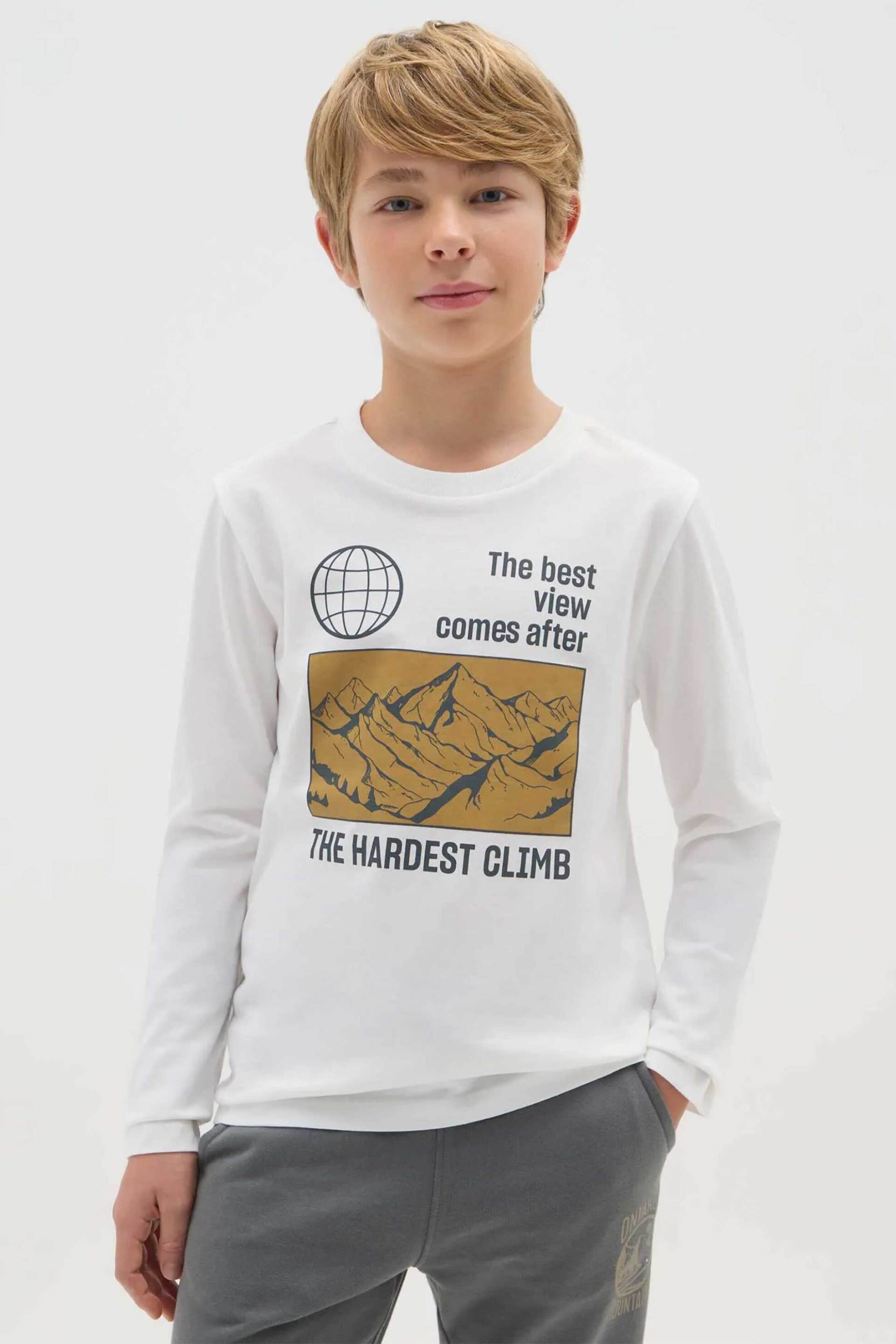 OVS παιδική μακρυμάνικη μπλούζα με graphic print Regular Fit - 002475903 Λευκό