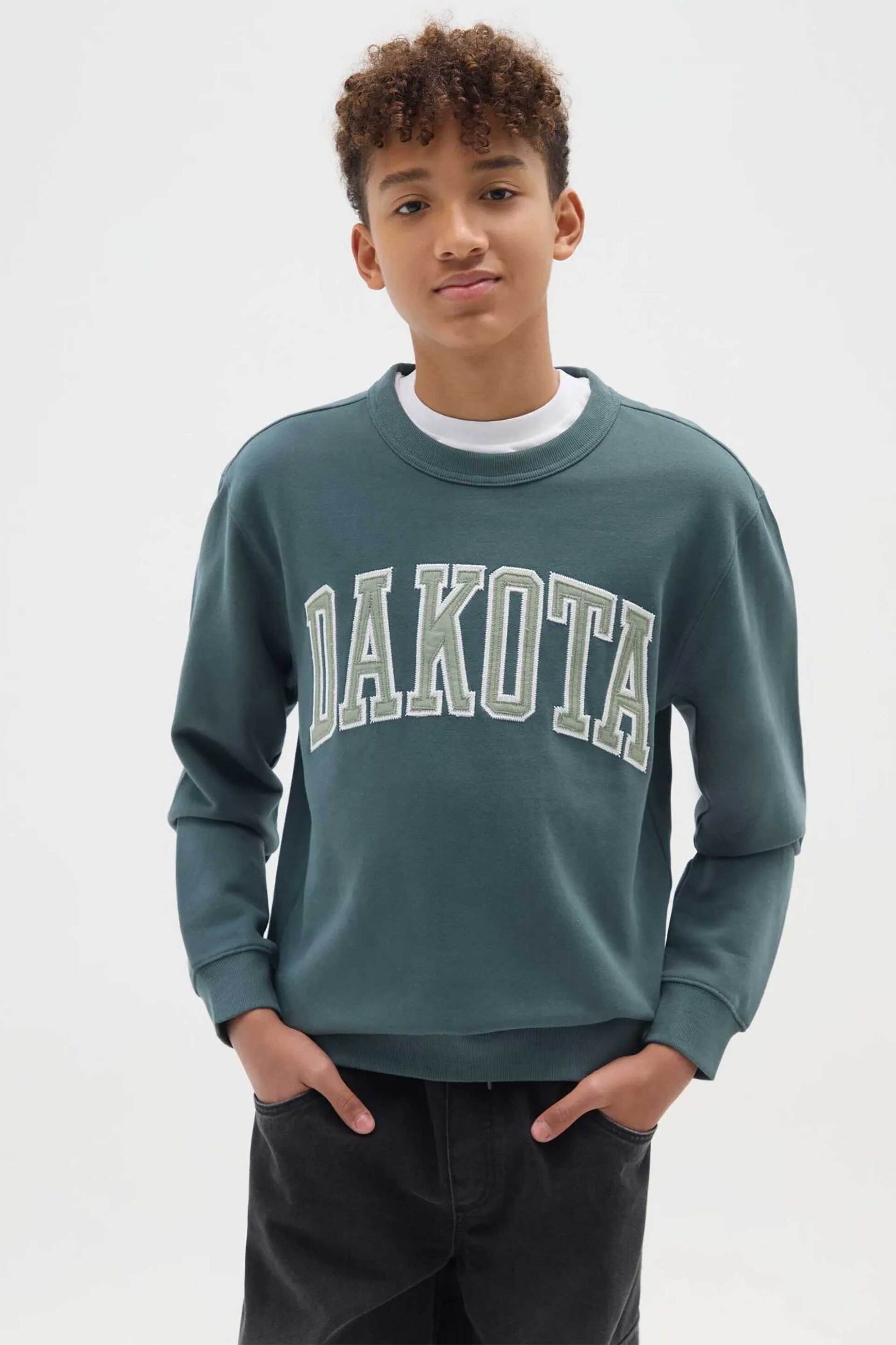 OVS παιδική μπλούζα φούτερ με κεντημένο lettering print Regular Fit - 002476033 Πετρόλ