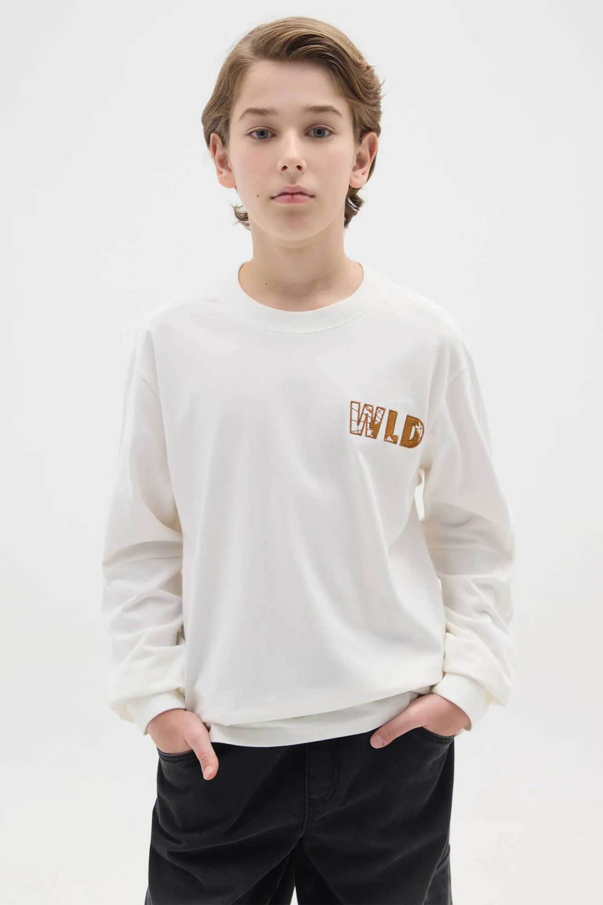 OVS παιδική μακρυμάνικη μπλούζα με print Regular Fit - 002476053 Λευκό