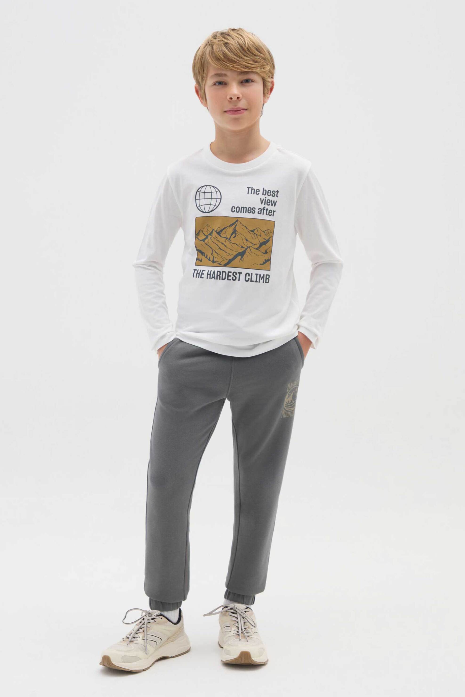 OVS παιδικό παντελόνι φόρμας μονόχρωμο Regular Fit - 002476418 Γκρι