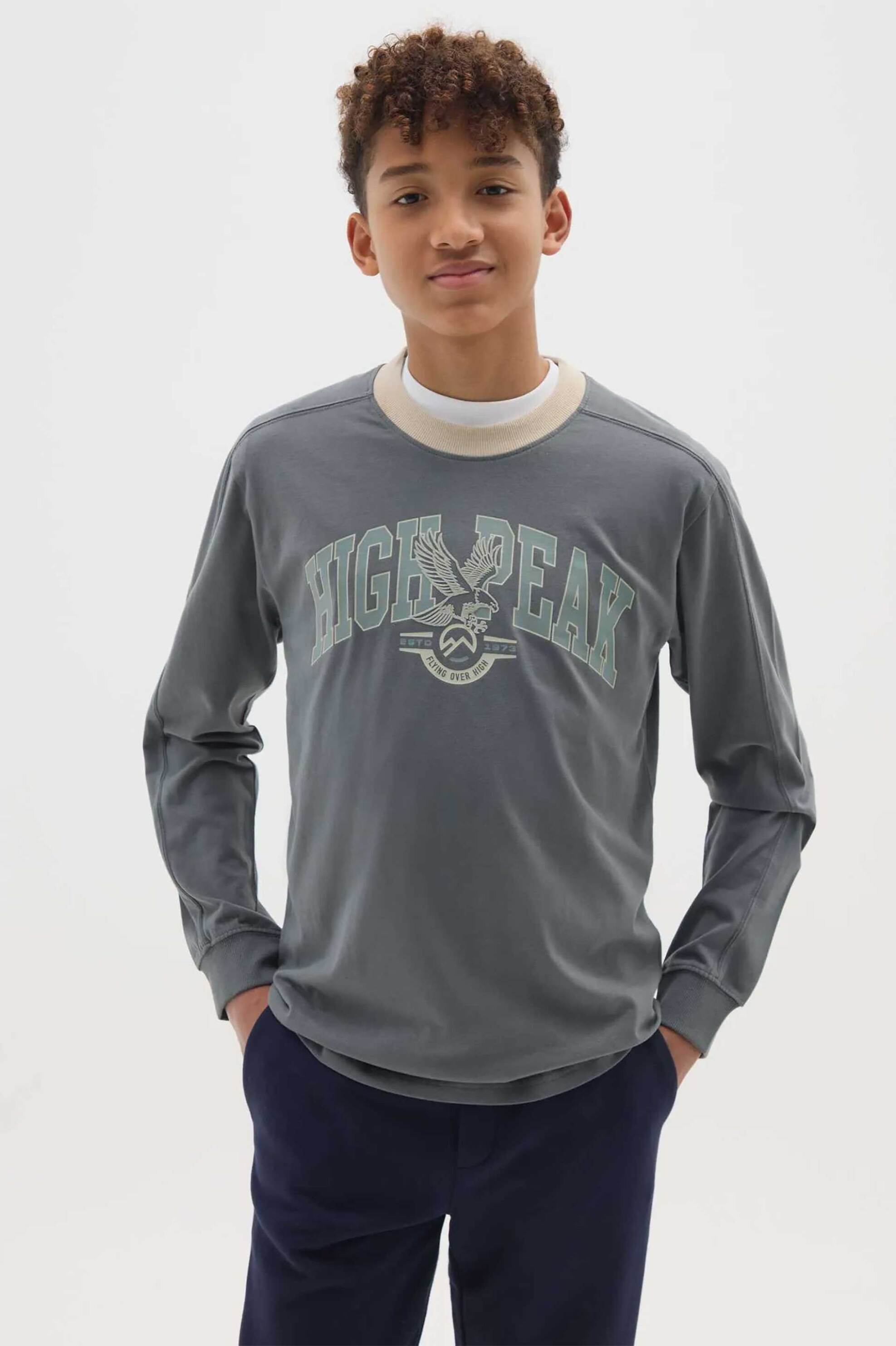 OVS παιδική μακρυμάνικη μπλούζα με print Regular Fit - 002476423 Γκρι