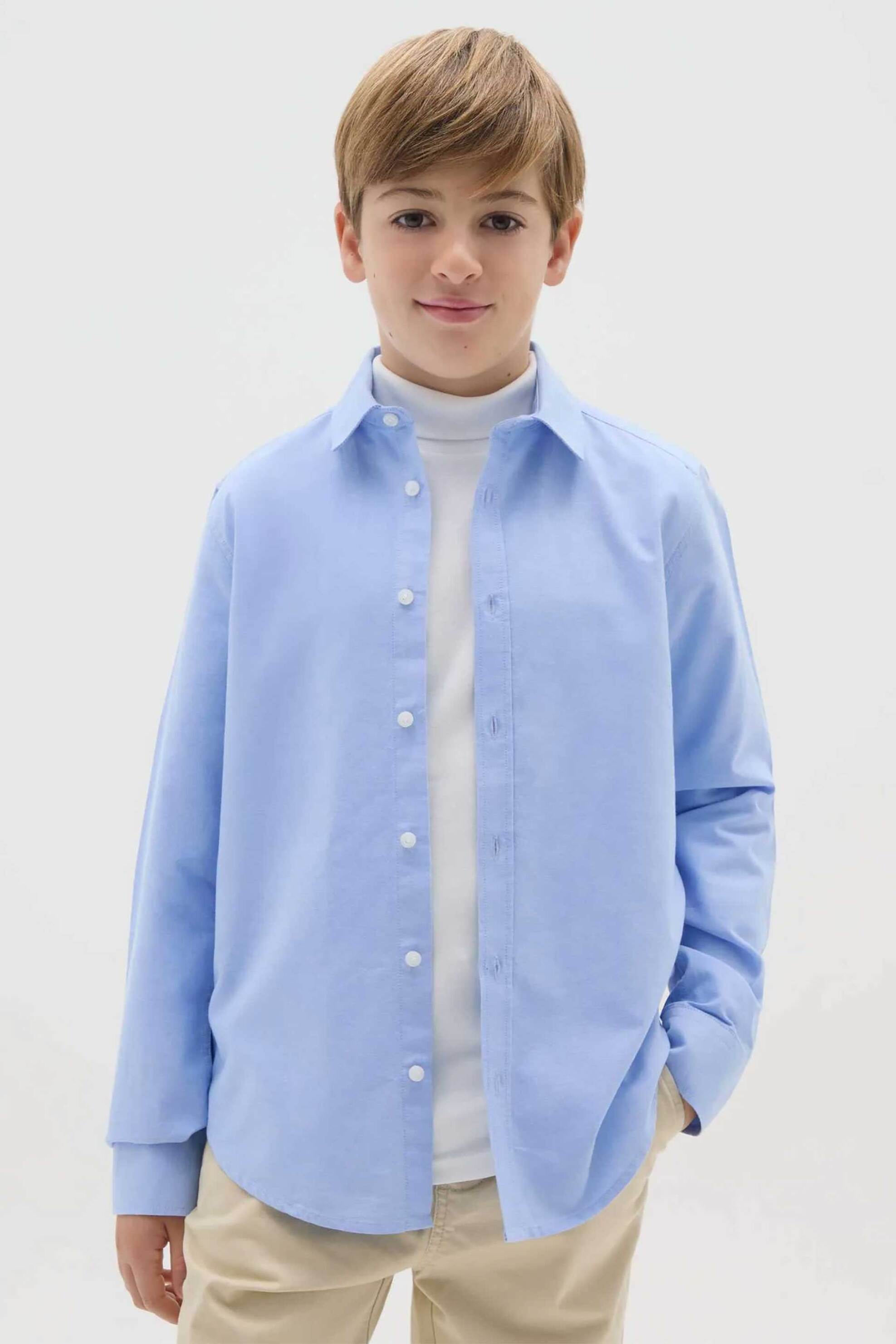 OVS παιδικό πουκάμισο μονόχρωμο Regular Fit - 002485315 Μπλε