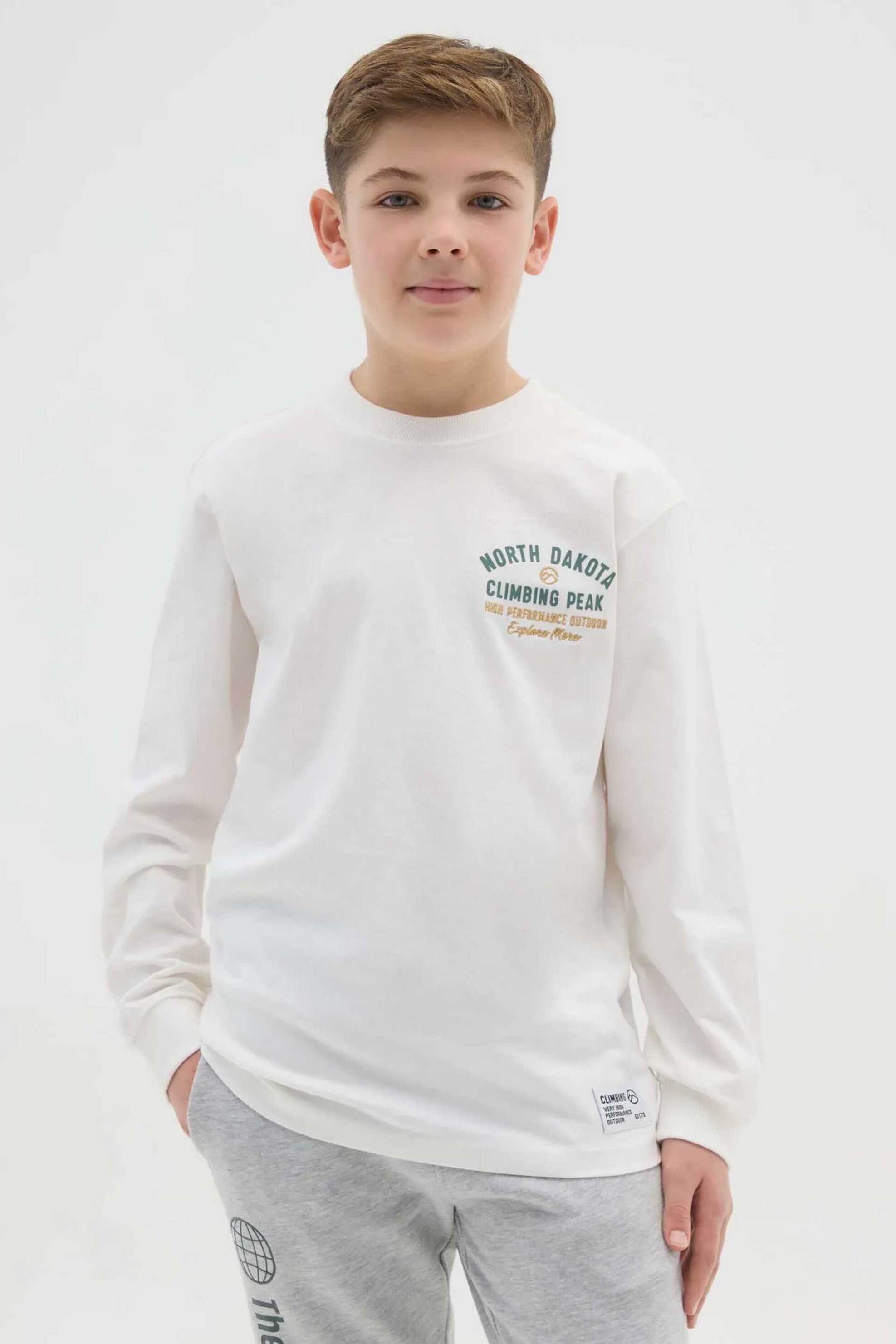 OVS παιδική μακρυμάνικη μπλούζα με lettering print Regular Fit - 002485320 Λευκό