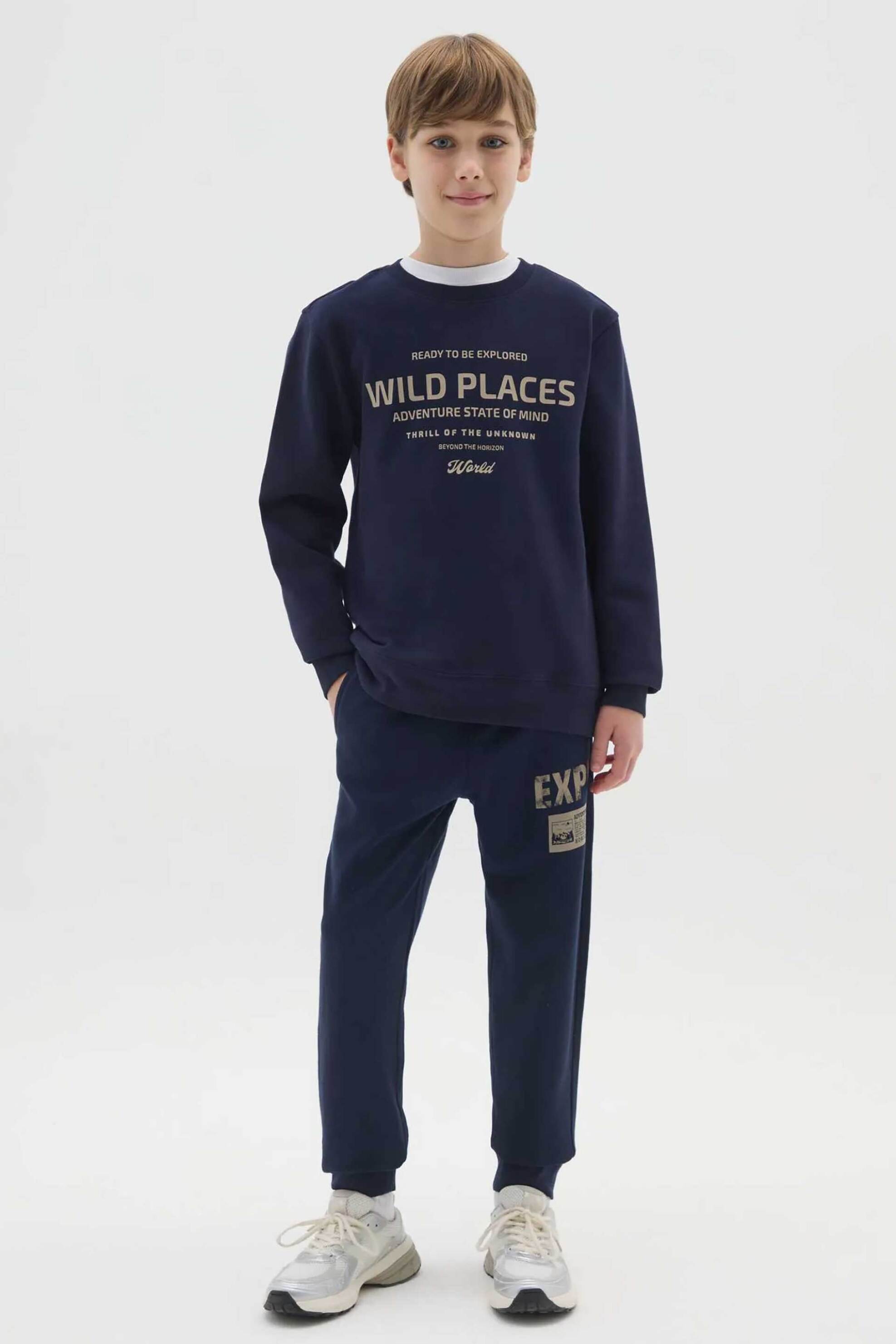 OVS παιδικό παντελόνι φόρμας μονόχρωμο Regular Fit - 002468303 Μπλε Σκούρο