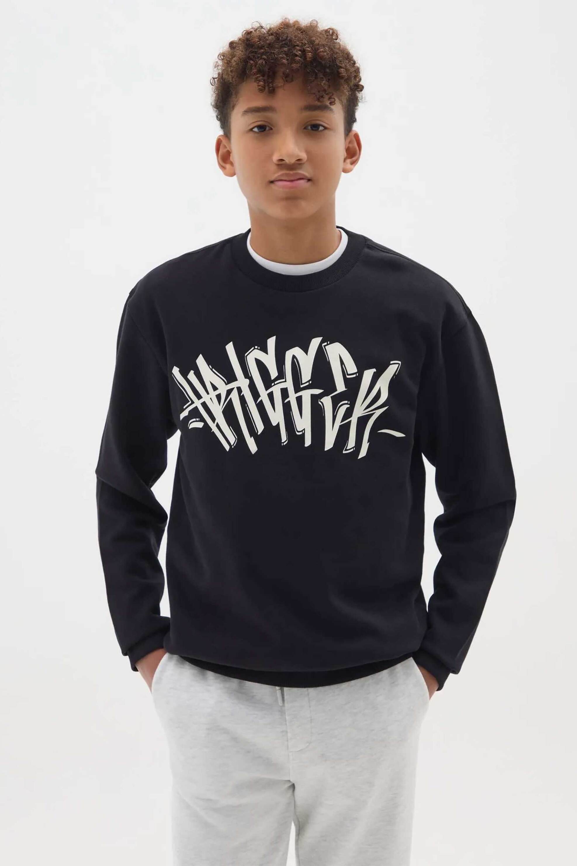 OVS παιδική μακρυμάνικη μπλούζα με print Regular Fit - 002476023 Μαύρο