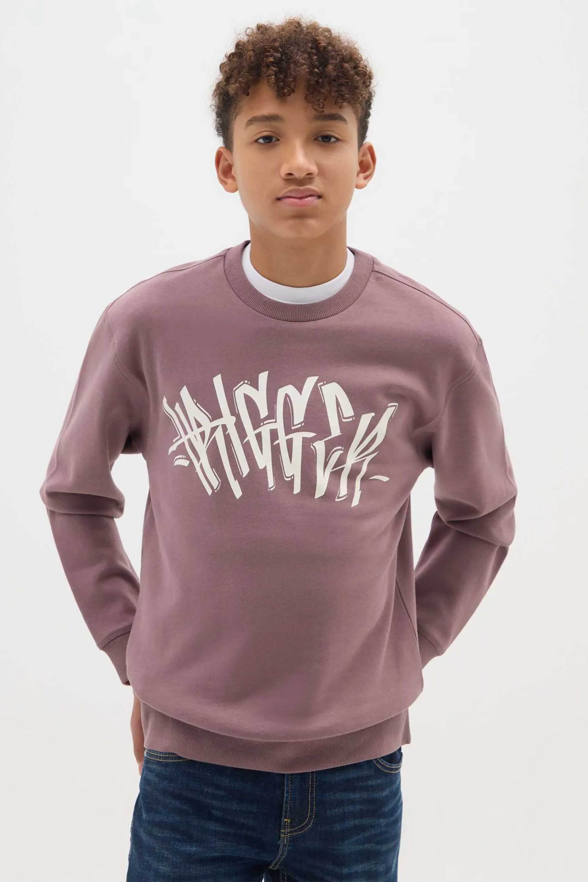 OVS παιδική μπλούζα φούτερ με lettering print Regular Fit - 002476028 Μοβ