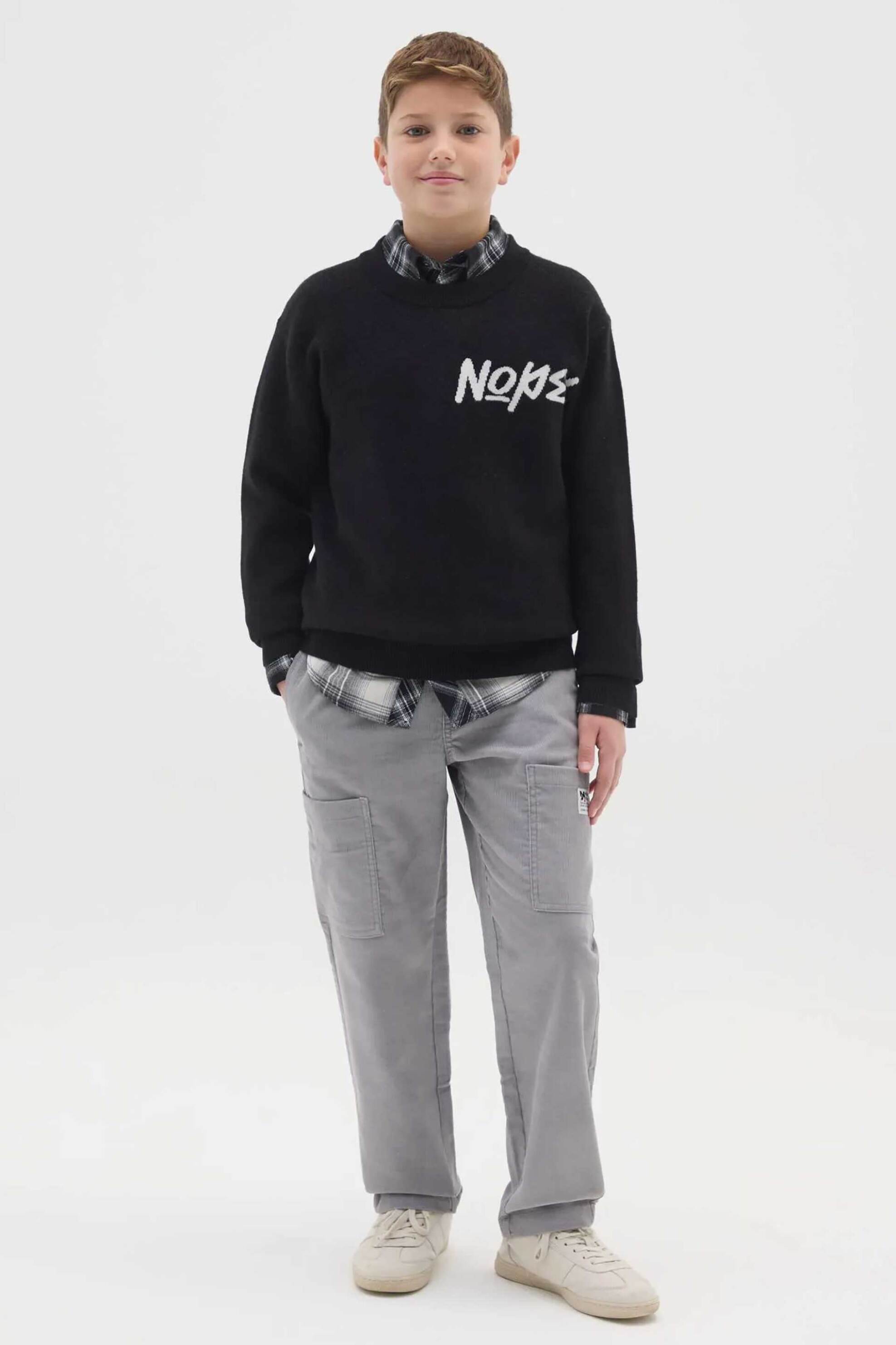 OVS παιδικό παντελόνι cargo μονόχρωμο με ελαστική μέση Regular Fit - 002463847 Γκρι