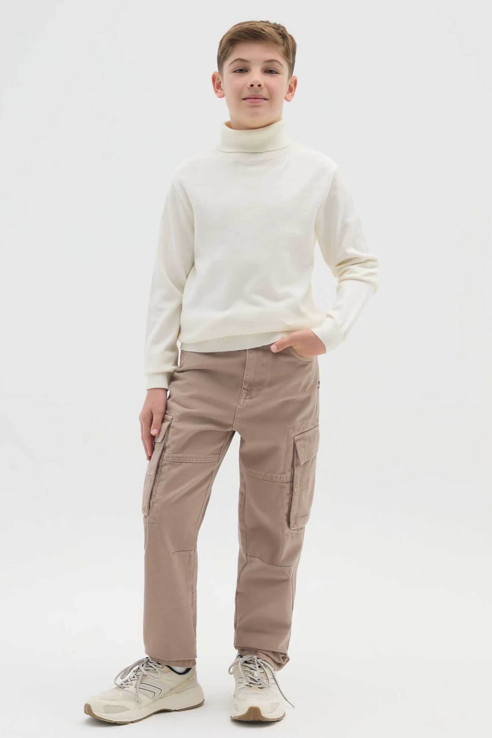 OVS παιδικό παντελόνι cargo μονόχρωμο Regular Fit - 002475983 Καφέ