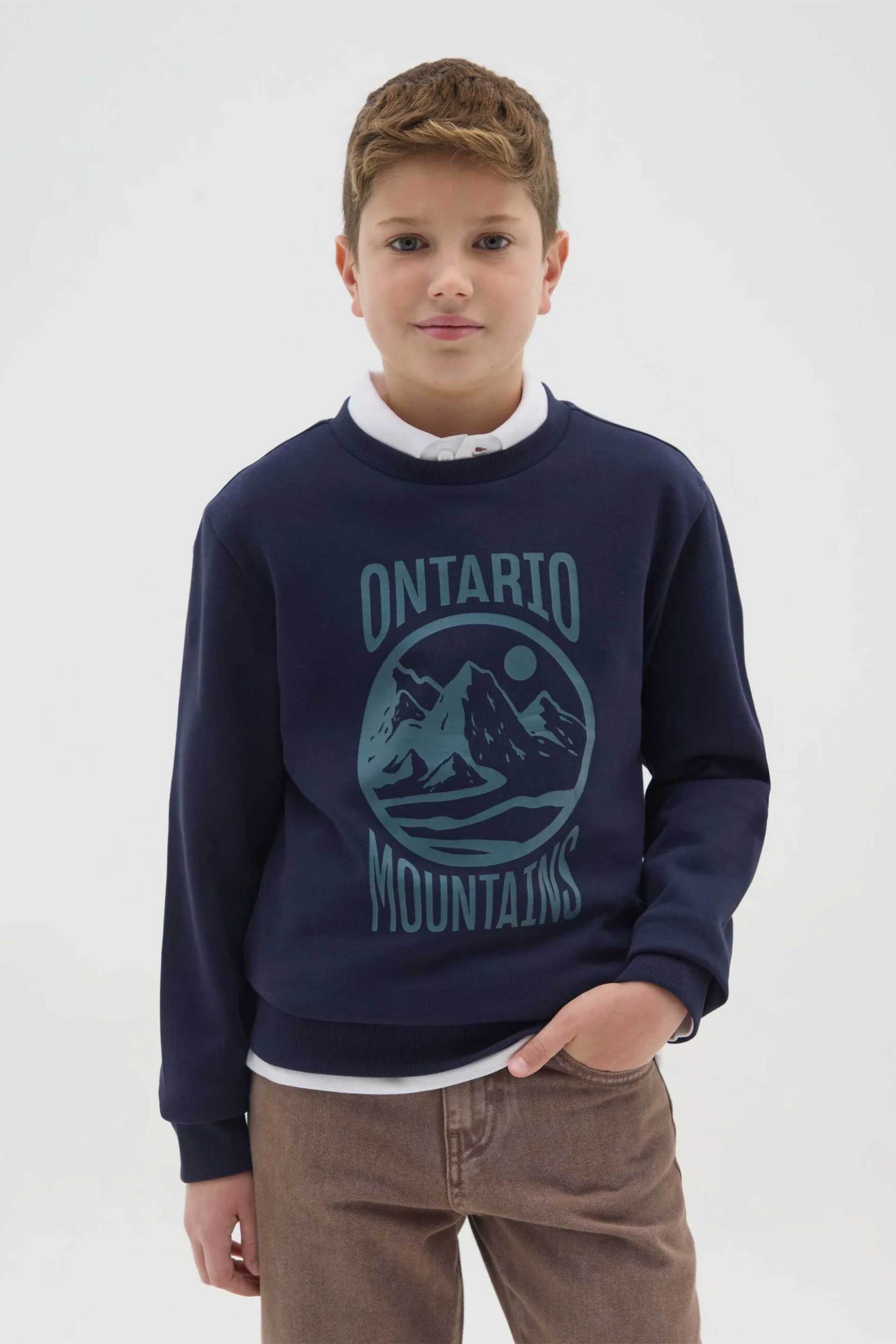 OVS παιδική μπλούζα φούτερ με print Regular Fit - 002475988 Μπλε Σκούρο