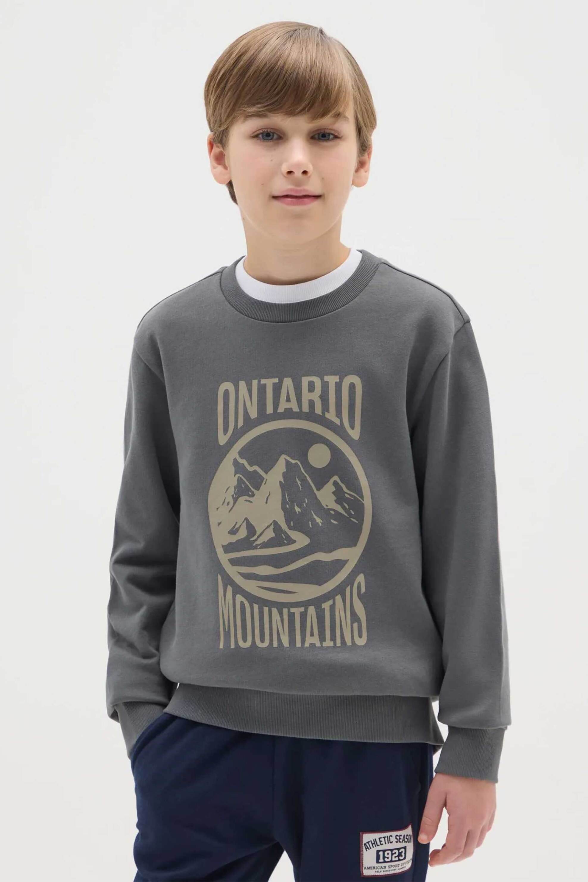 OVS παιδική μπλούζα φούτερ με print Regular Fit - 002475993 Γκρι