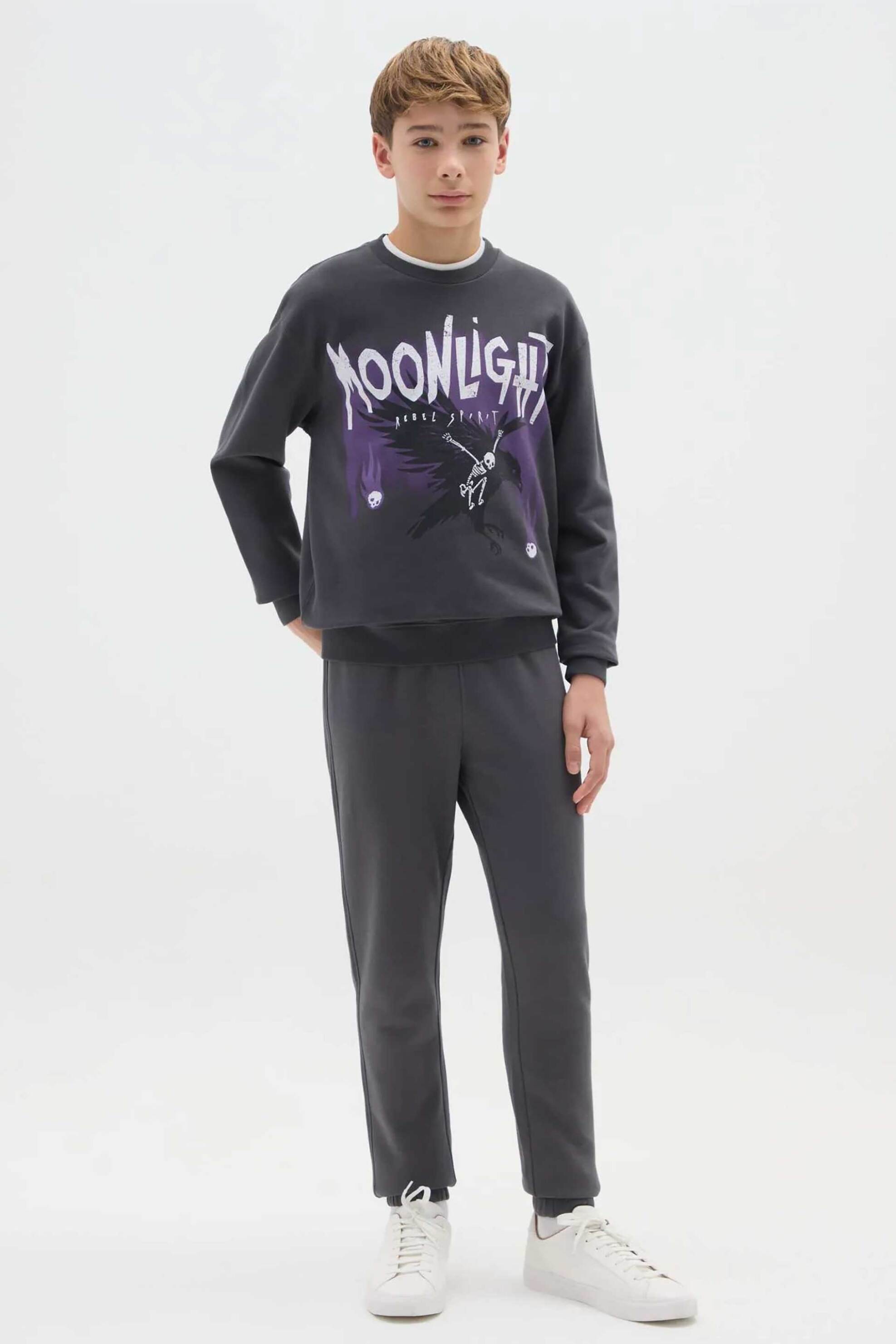 OVS παιδικό παντελόνι φόρμας μονόχρωμο Relaxed Fit - 002476003 Ανθρακί