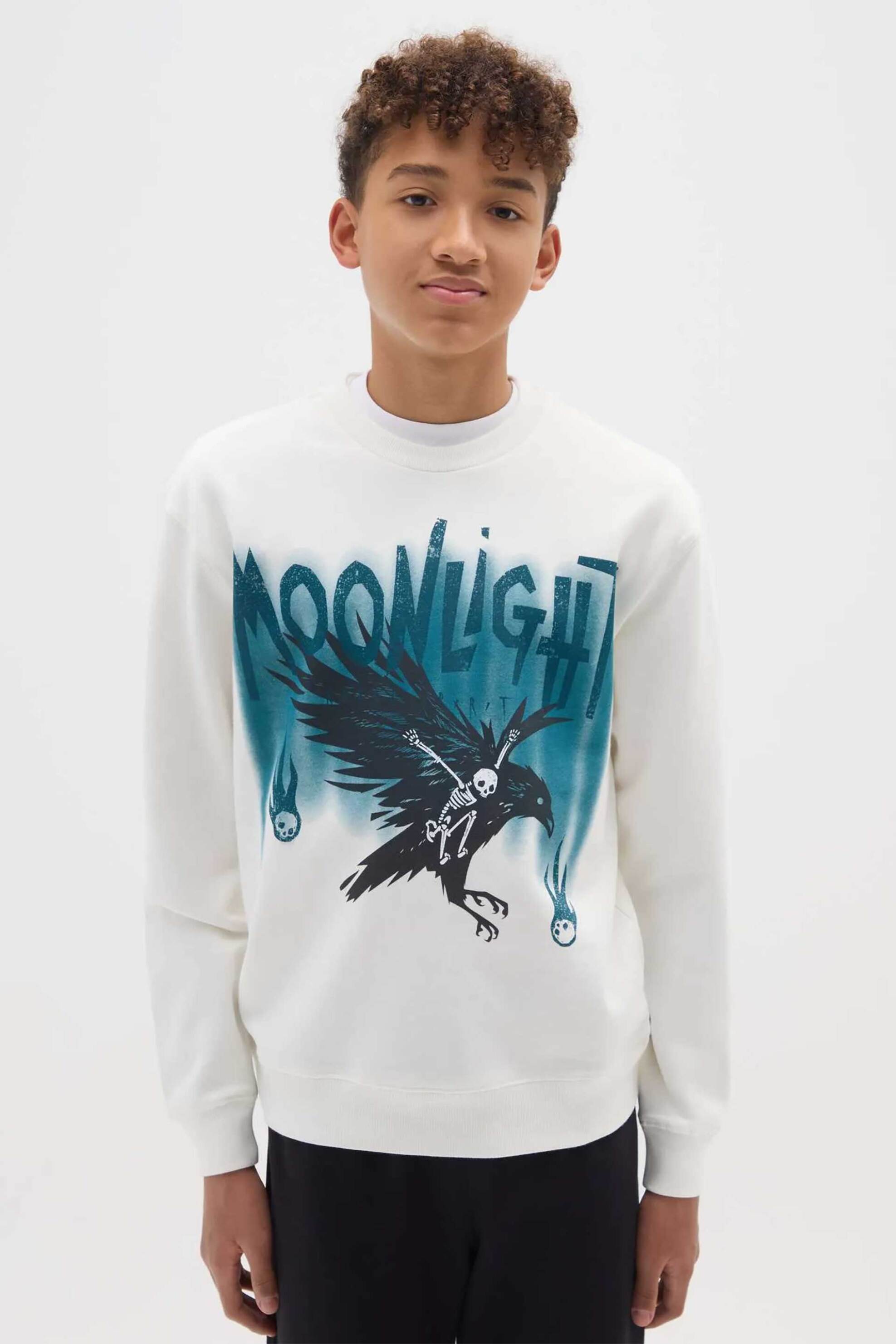 OVS παιδική μπλούζα φούτερ με print Regular Fit - 002485261 Λευκό