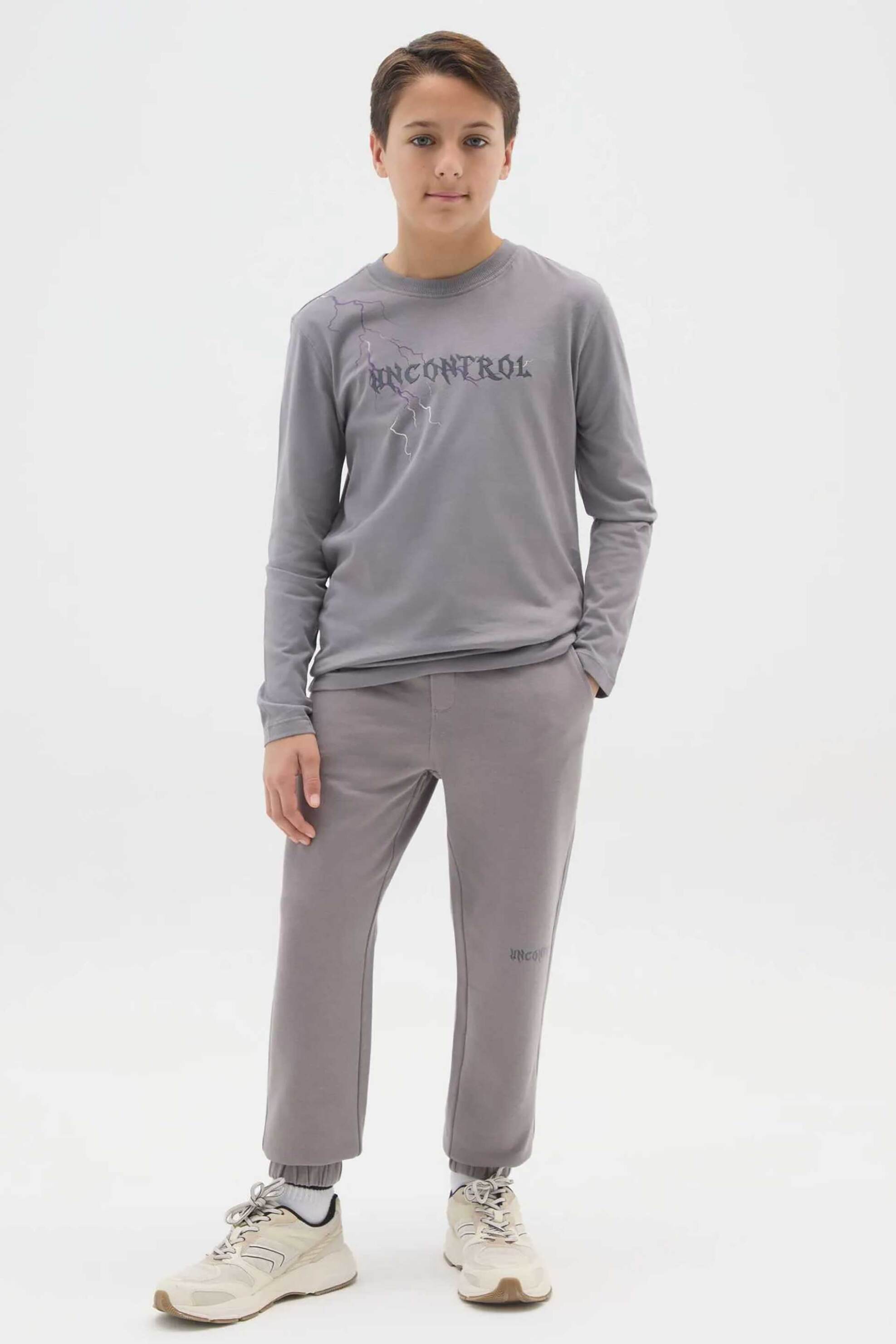 OVS παιδικό παντελόνι φόρμας μονόχρωμο Relaxed Fit - 002485286 Γκρι