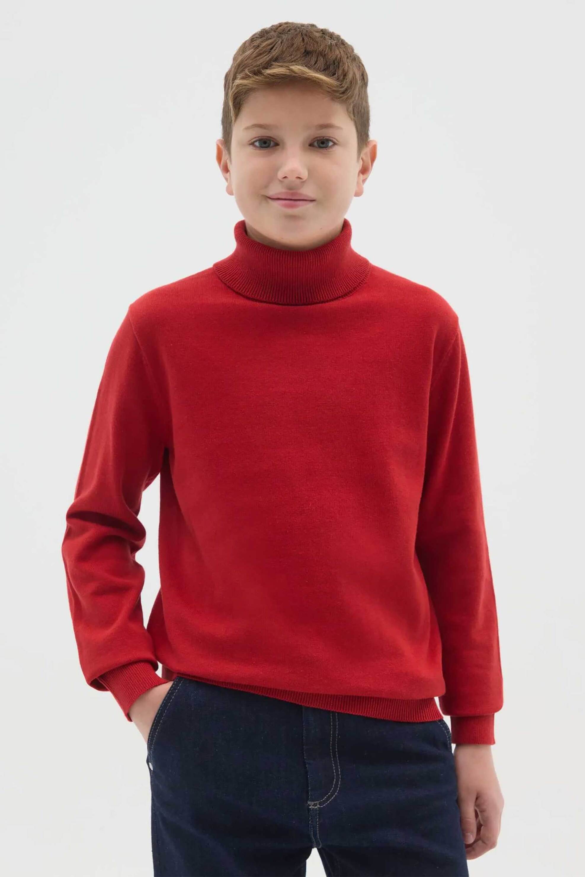 OVS παιδική πλεκτή μπλούζα ζιβάγκο μονόχρωμη Regular Fit - 002490487 Κόκκινο