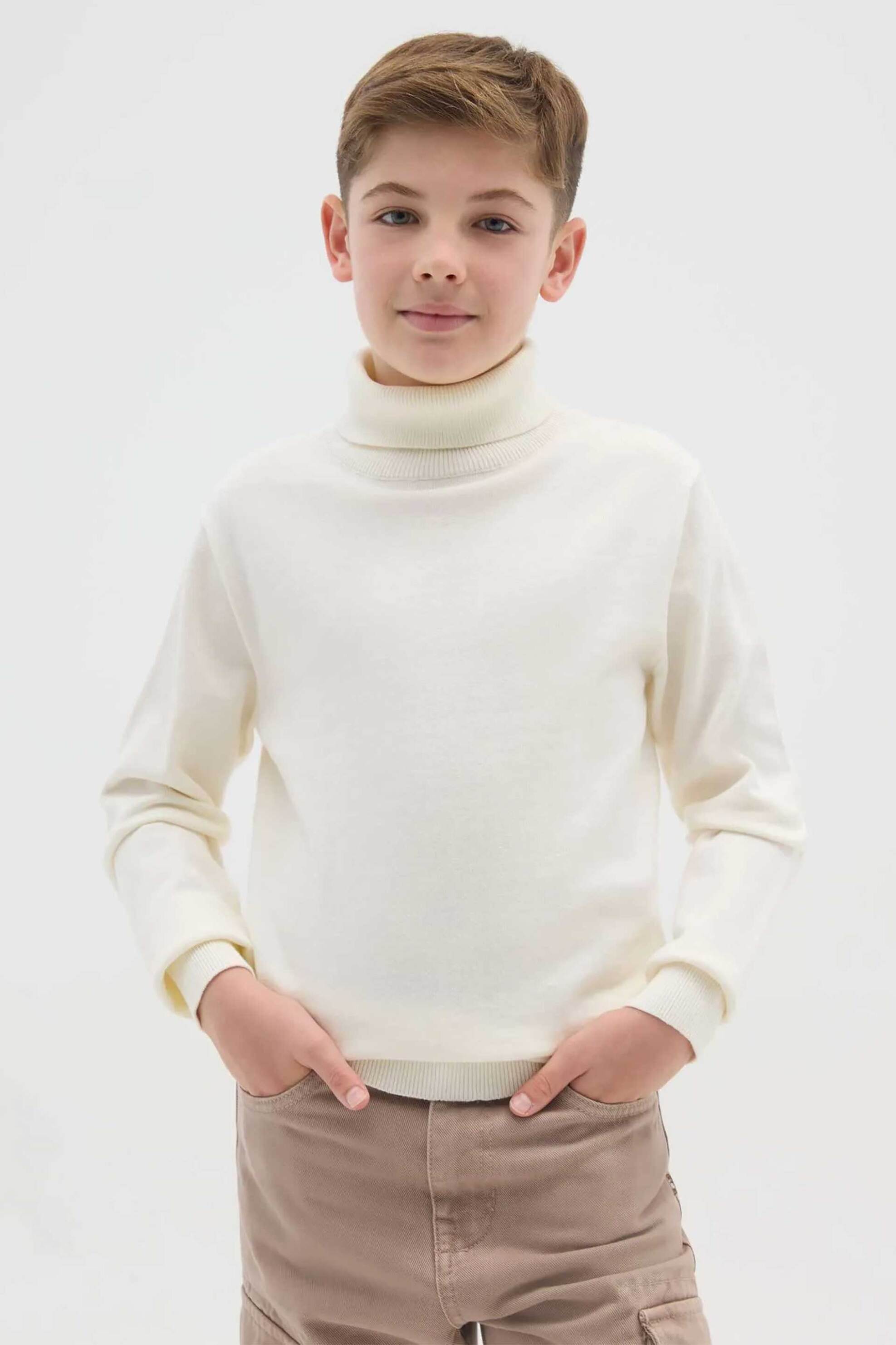 OVS παιδική πλεκτή μπλούζα ζιβάγκο μονόχρωμη Regular Fit - 002490492 Λευκό