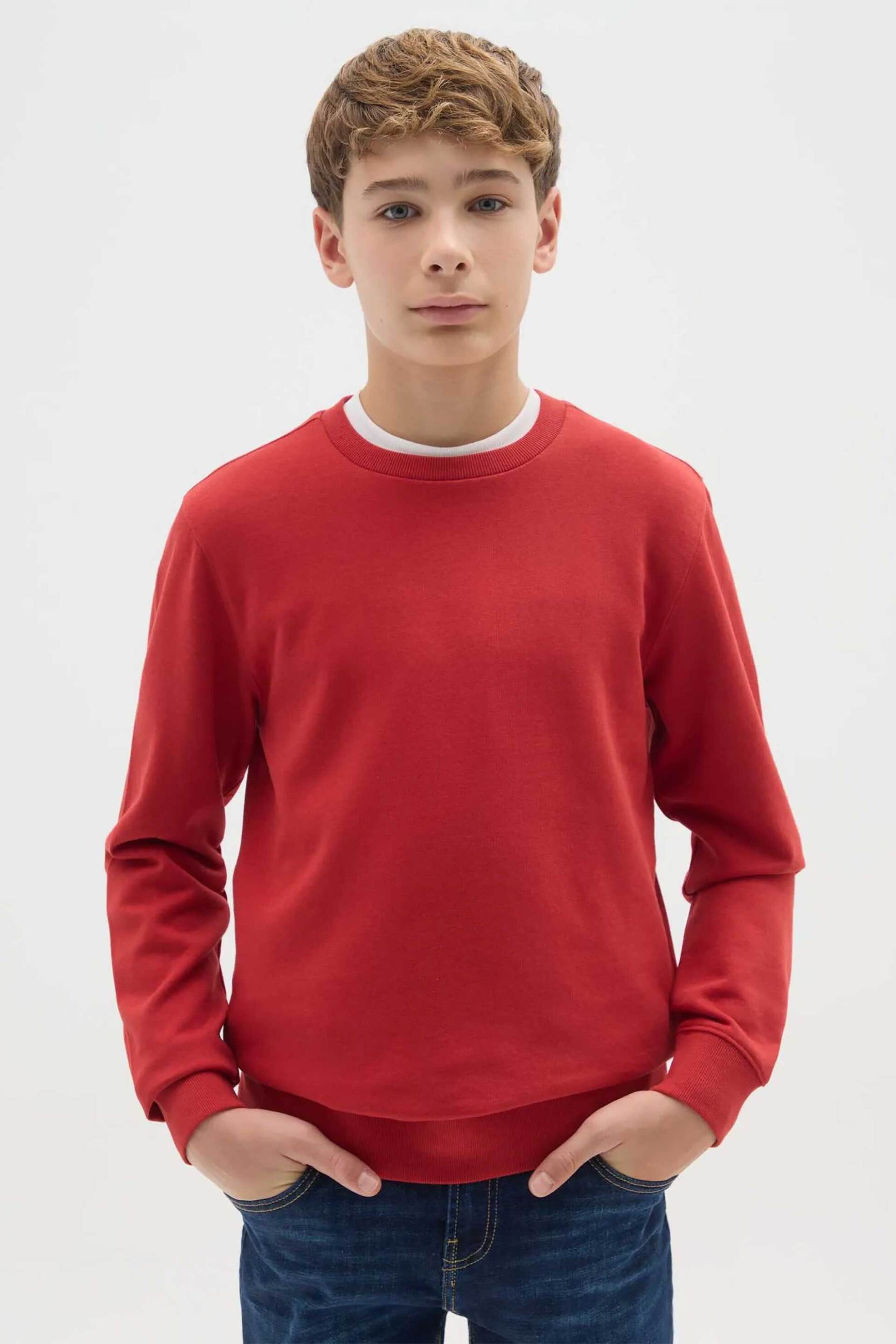 OVS παιδική μακρυμάνικη μπλούζα μονόχρωμη με ψηλό λαιμό Regular Fit - 002497655 Κόκκινο