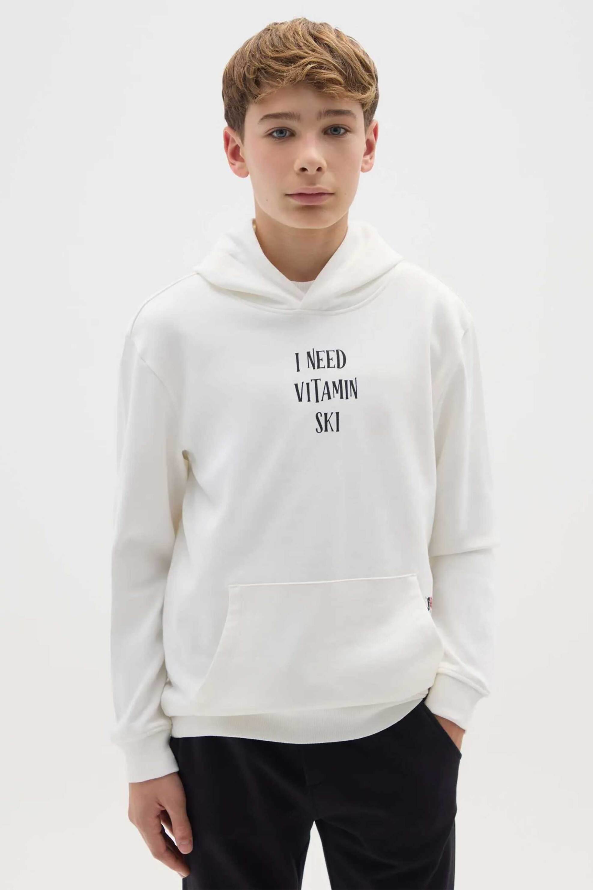 OVS παιδική μπλούζα φούτερ με lettering print Regular Fit - 002501572 Λευκό