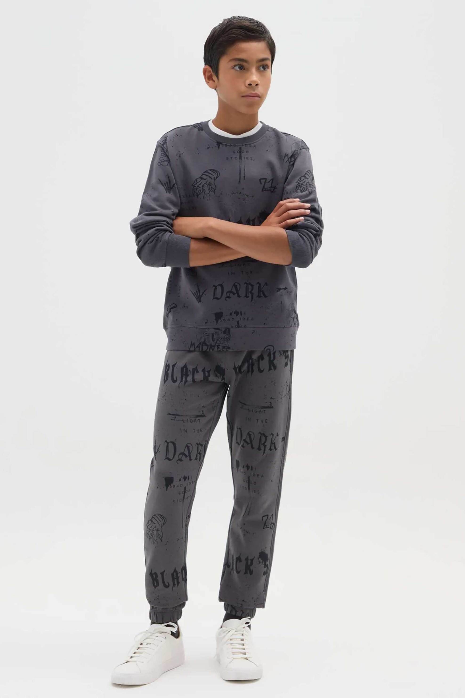 OVS παιδικό παντελόνι φόρμας με all-over print Regular Fit - 002485276 Ανθρακί