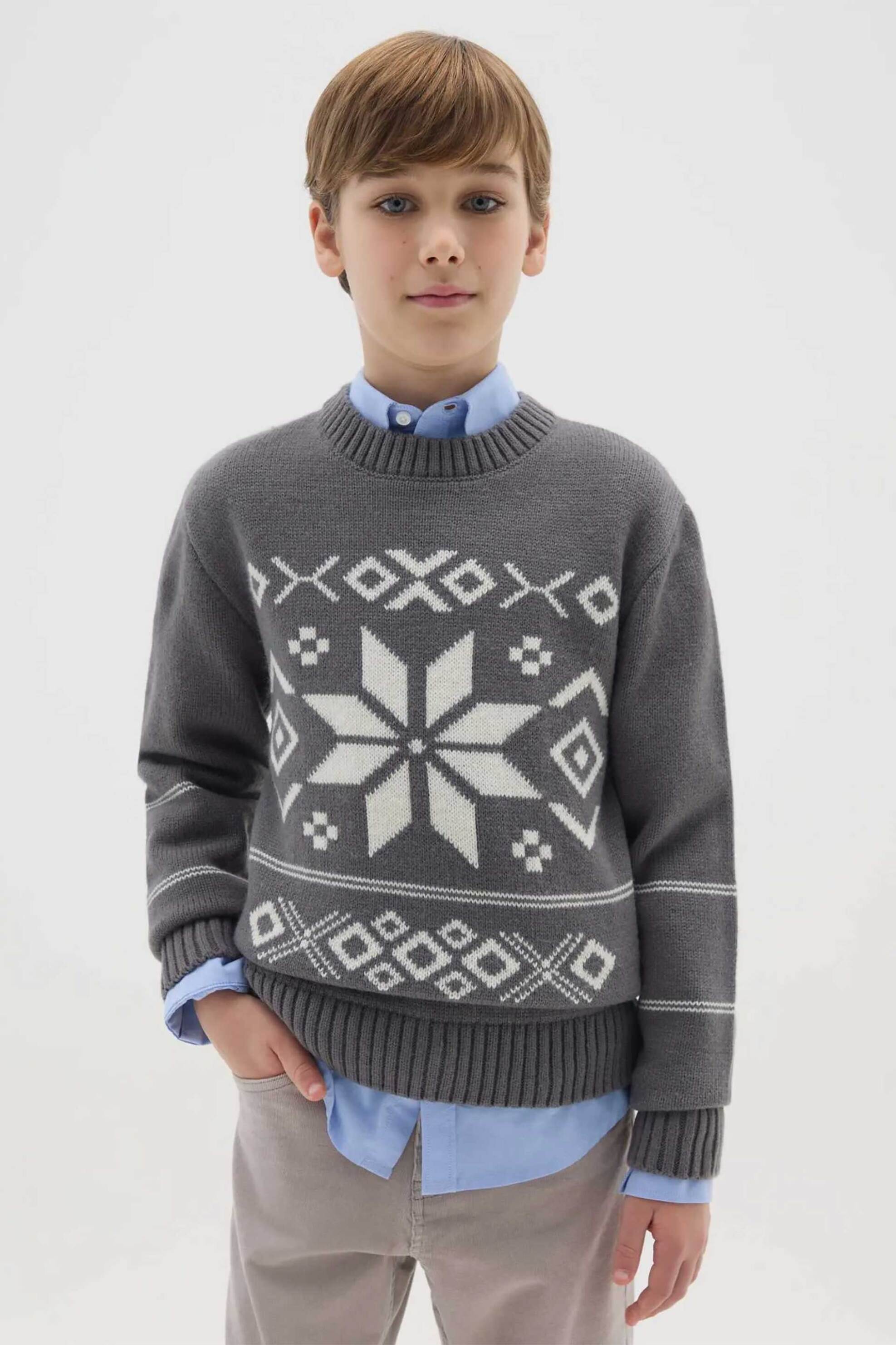 OVS παιδική πλεκτή μπλούζα με σχέδιο Regular Fit - 002490517 Γκρι