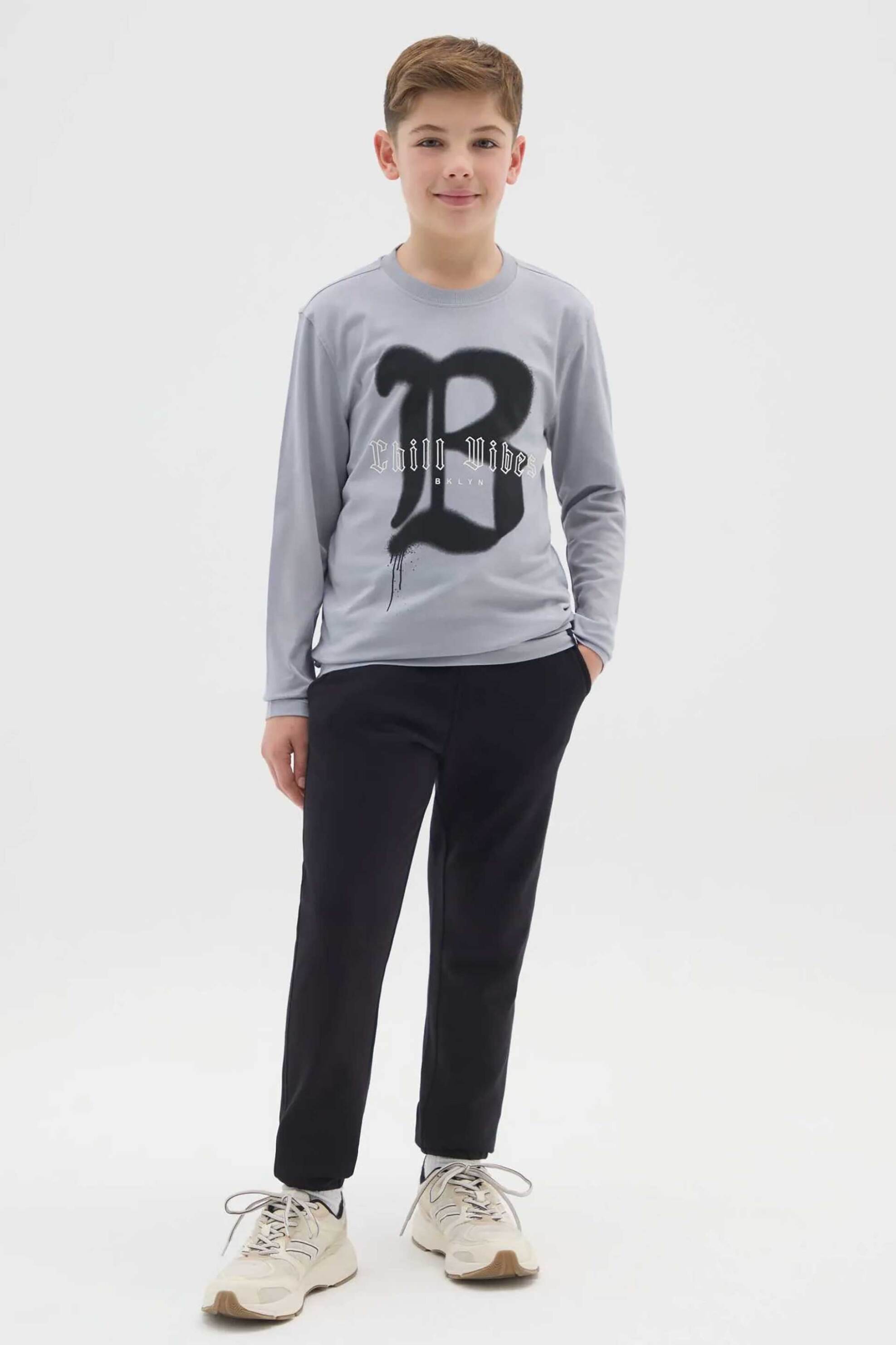 OVS παιδικό παντελόνι φόρμας μονόχρωμο Regular Fit - 002497730 Μαύρο