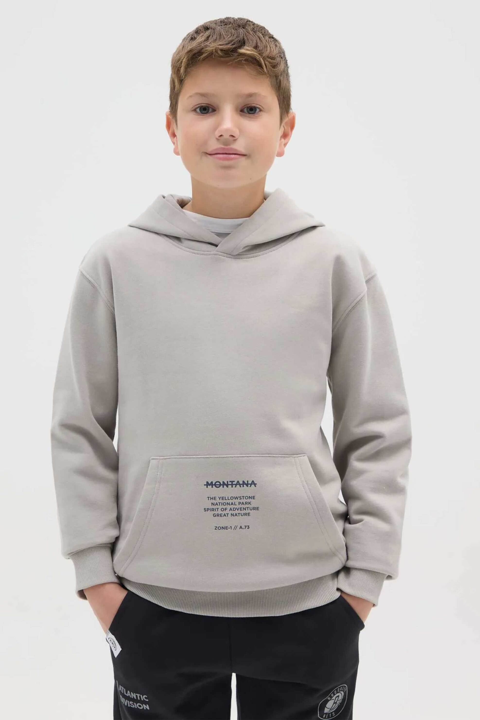 OVS παιδική μπλούζα φούτερ με lettering print Regular Fit - 002475958 Γκρι