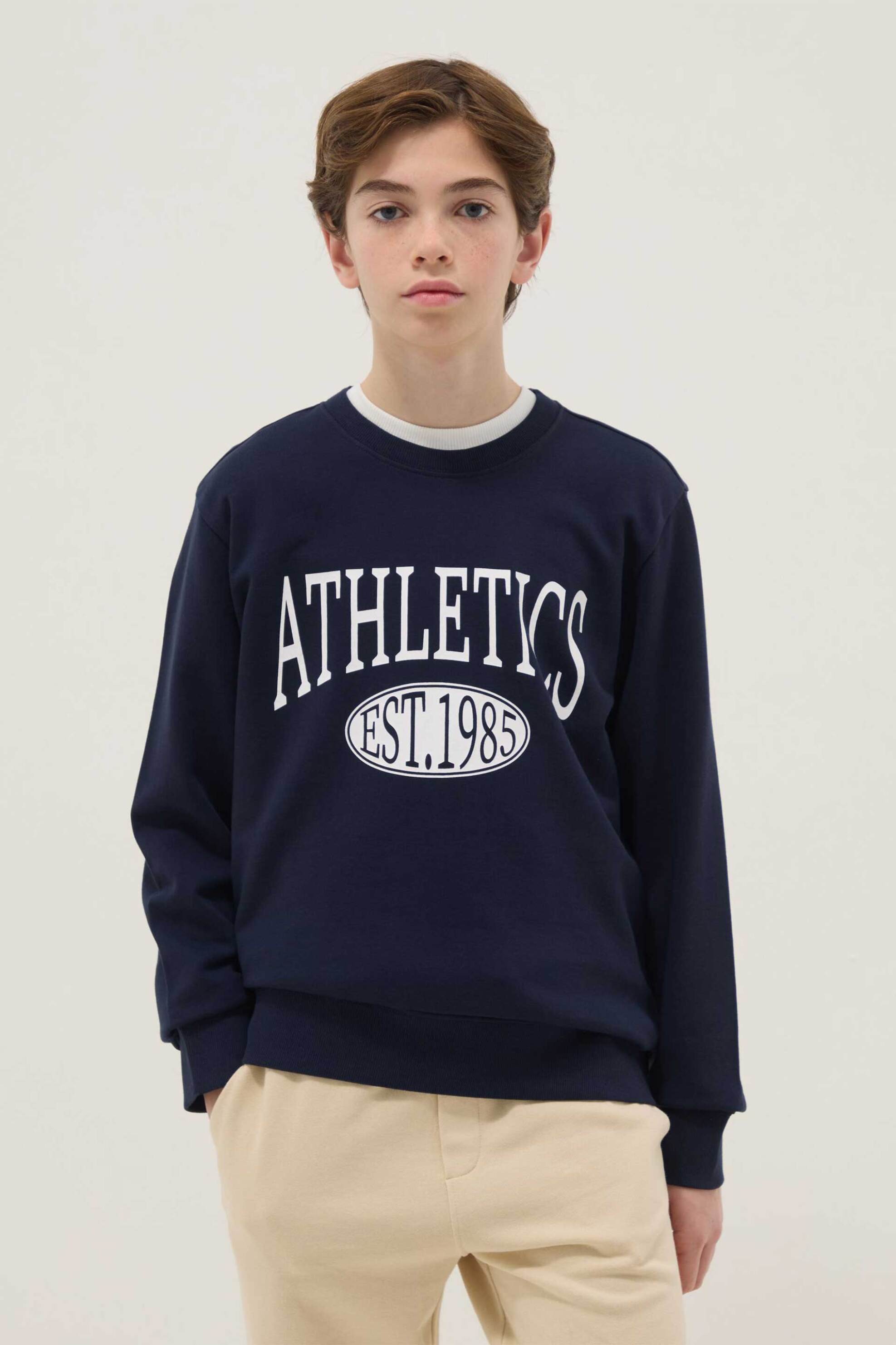 OVS παιδική μπλούζα φούτερ με lettering print Regular Fit - 002515294 Σκούρο Μπλε