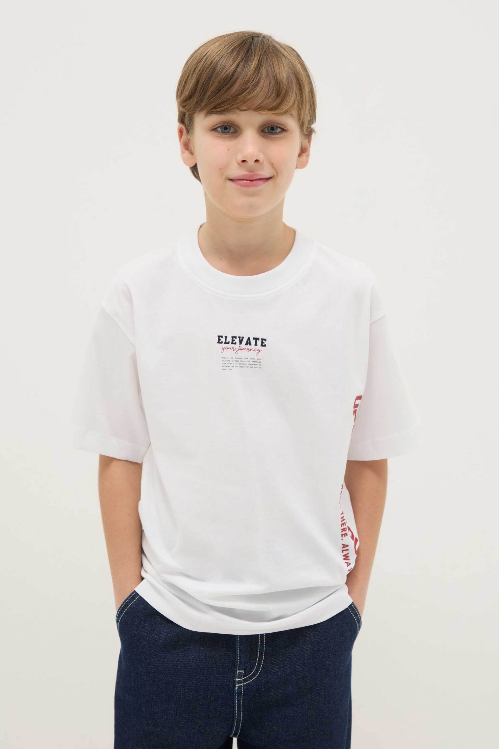 OVS παιδικό T-shirt με lettering print Relaxed Fit - 002552350 Λευκό