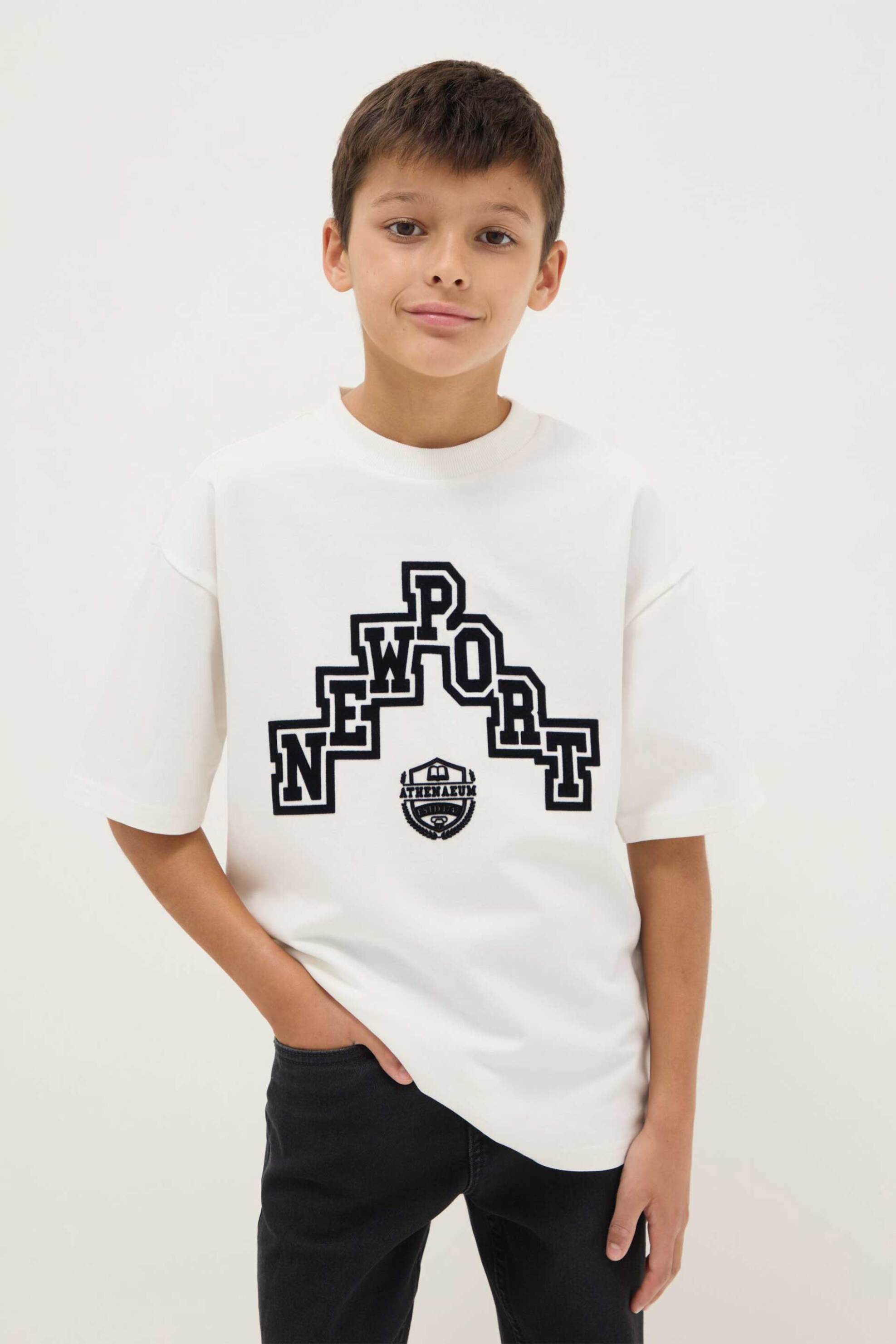 OVS παιδικό T-shirt με lettering print Relaxed Fit - 002552355 Λευκό