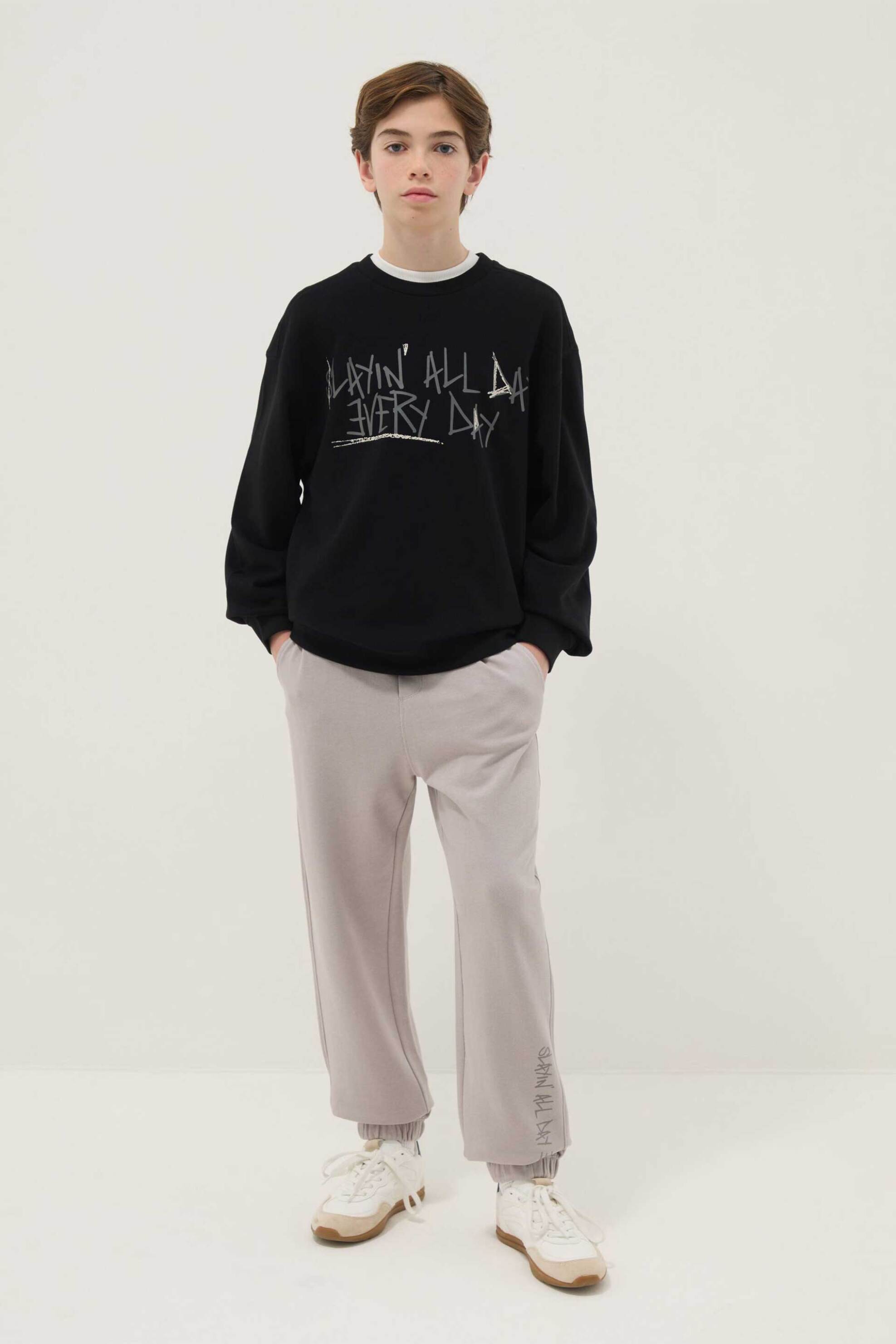 OVS παιδικό παντελόνι φόρμας μονόχρωμο Regular Fit - 002556333 Γκρι